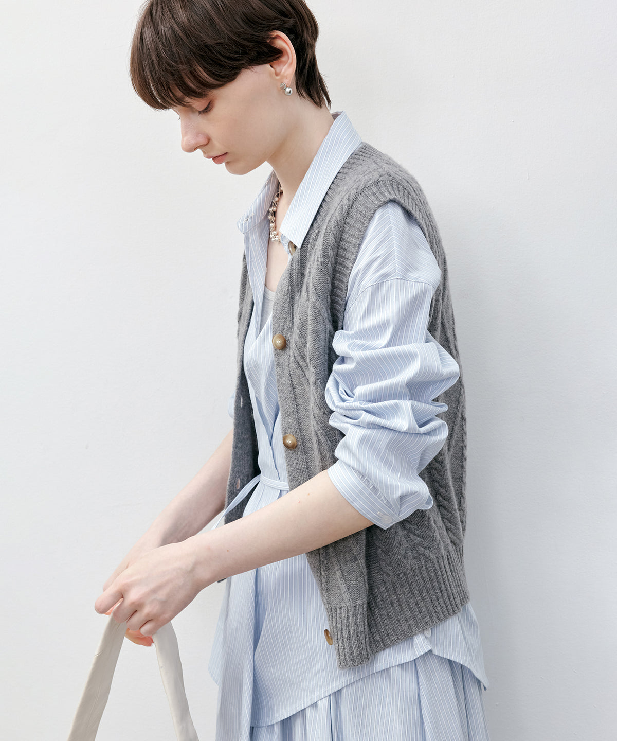 Wrap-Front Waist Tie Design Shirt
