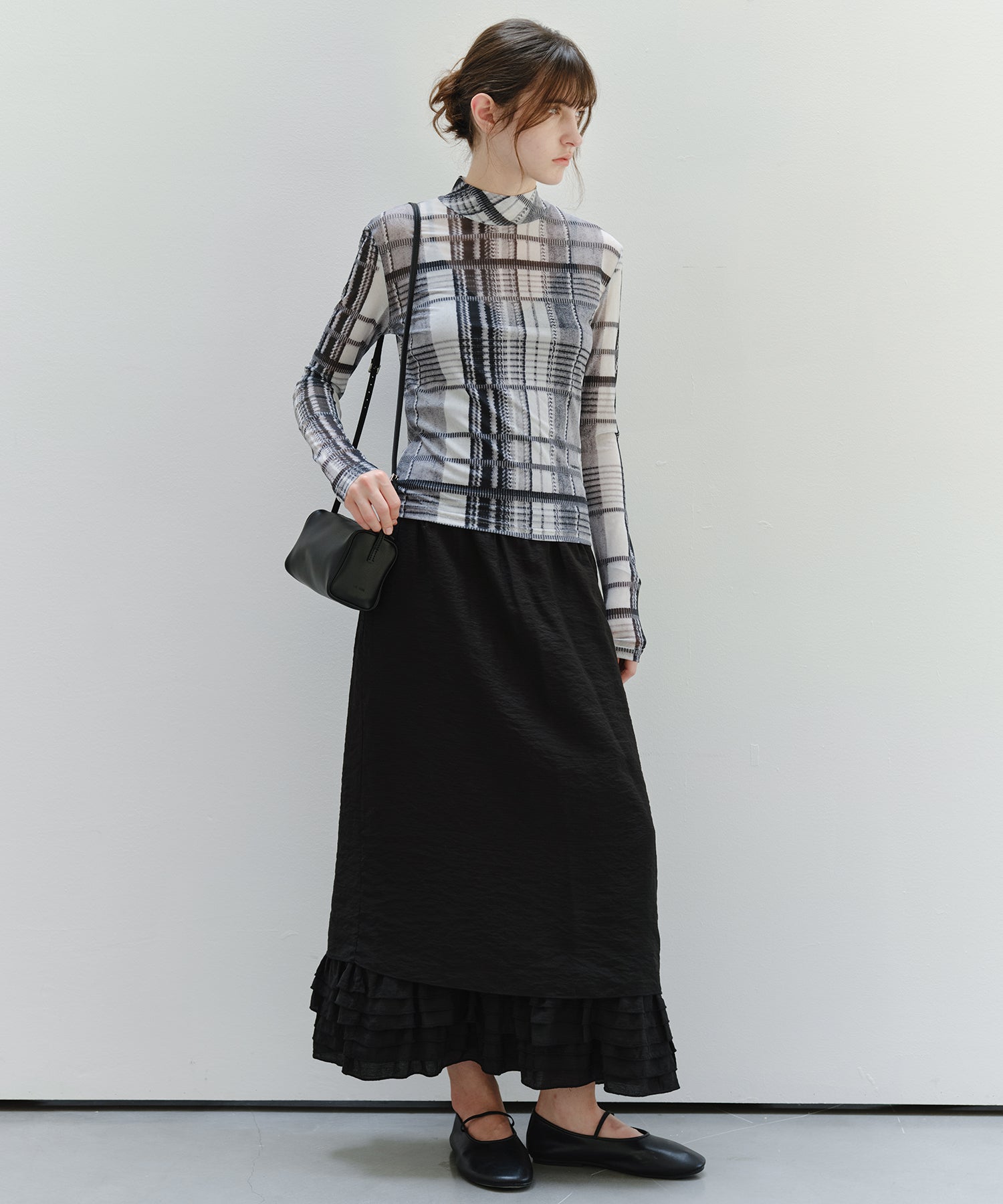 「9月下旬出荷予定」Layered Frill Hem Easy Long Skirt