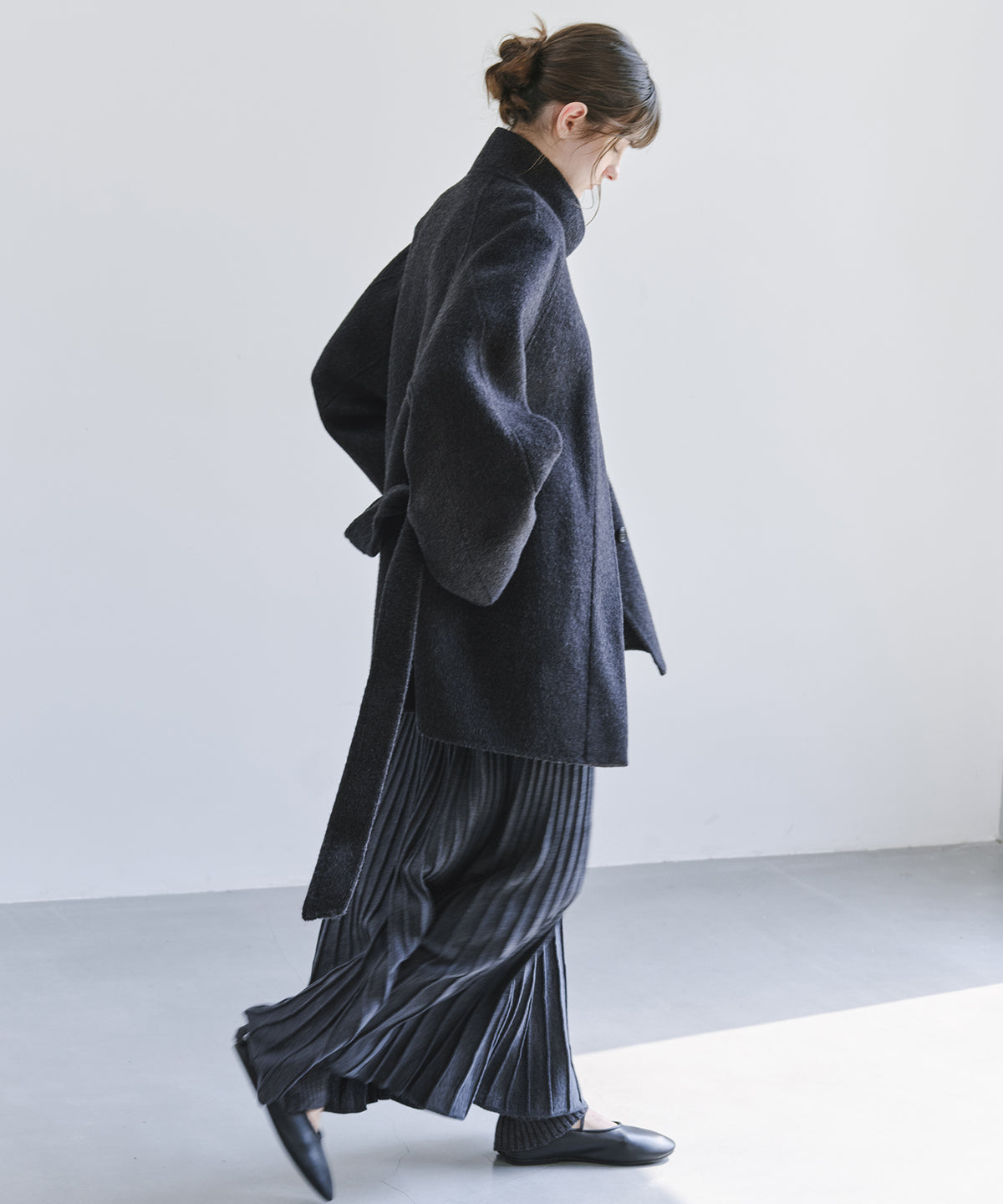 「10月下旬出荷予定」Wool-Silk Blend Pleated Knit Skirt