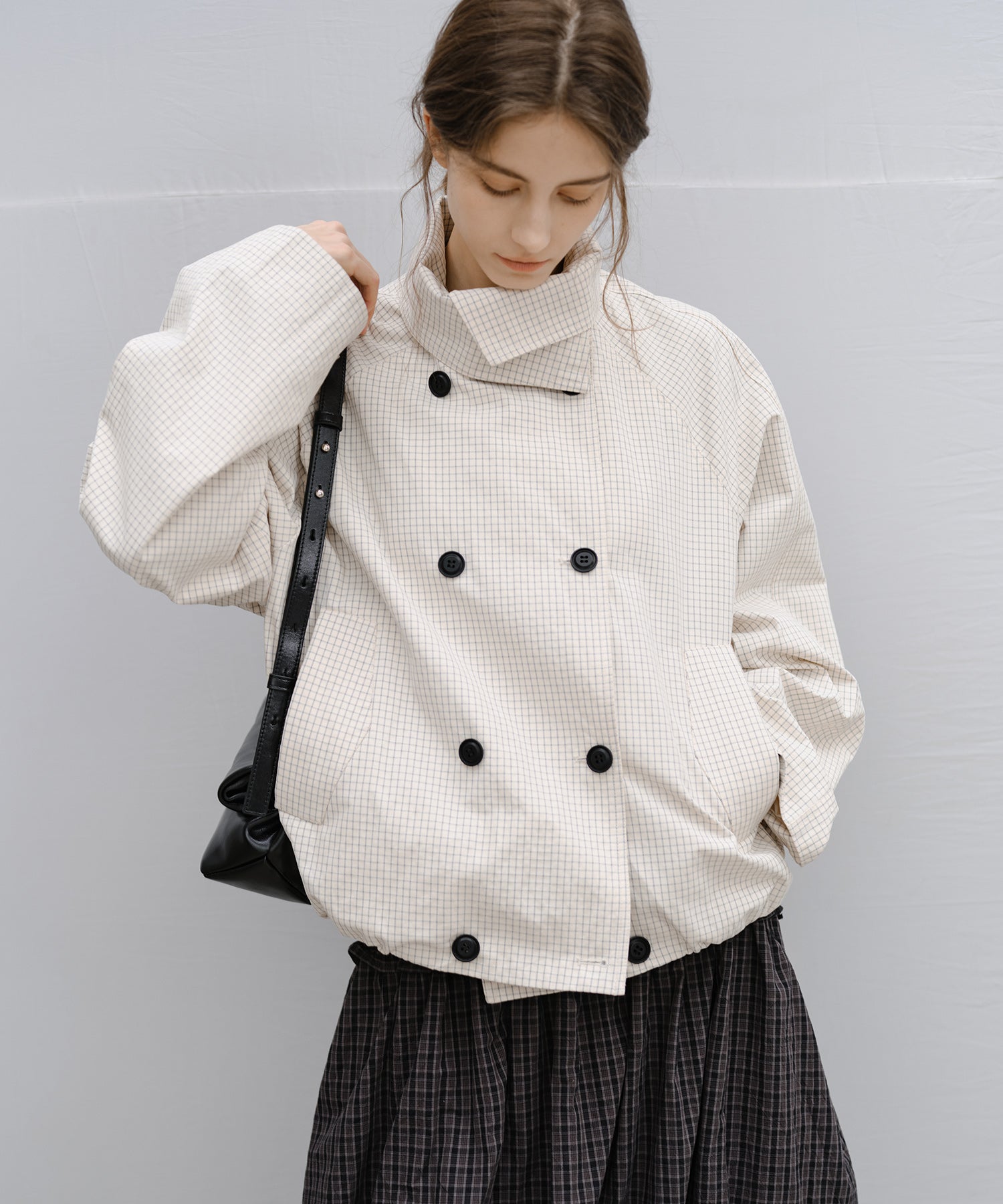 断捨離とまと　【新品未使用】tageechita ショートジャケット Double-Breasted Check Cropped Jacket