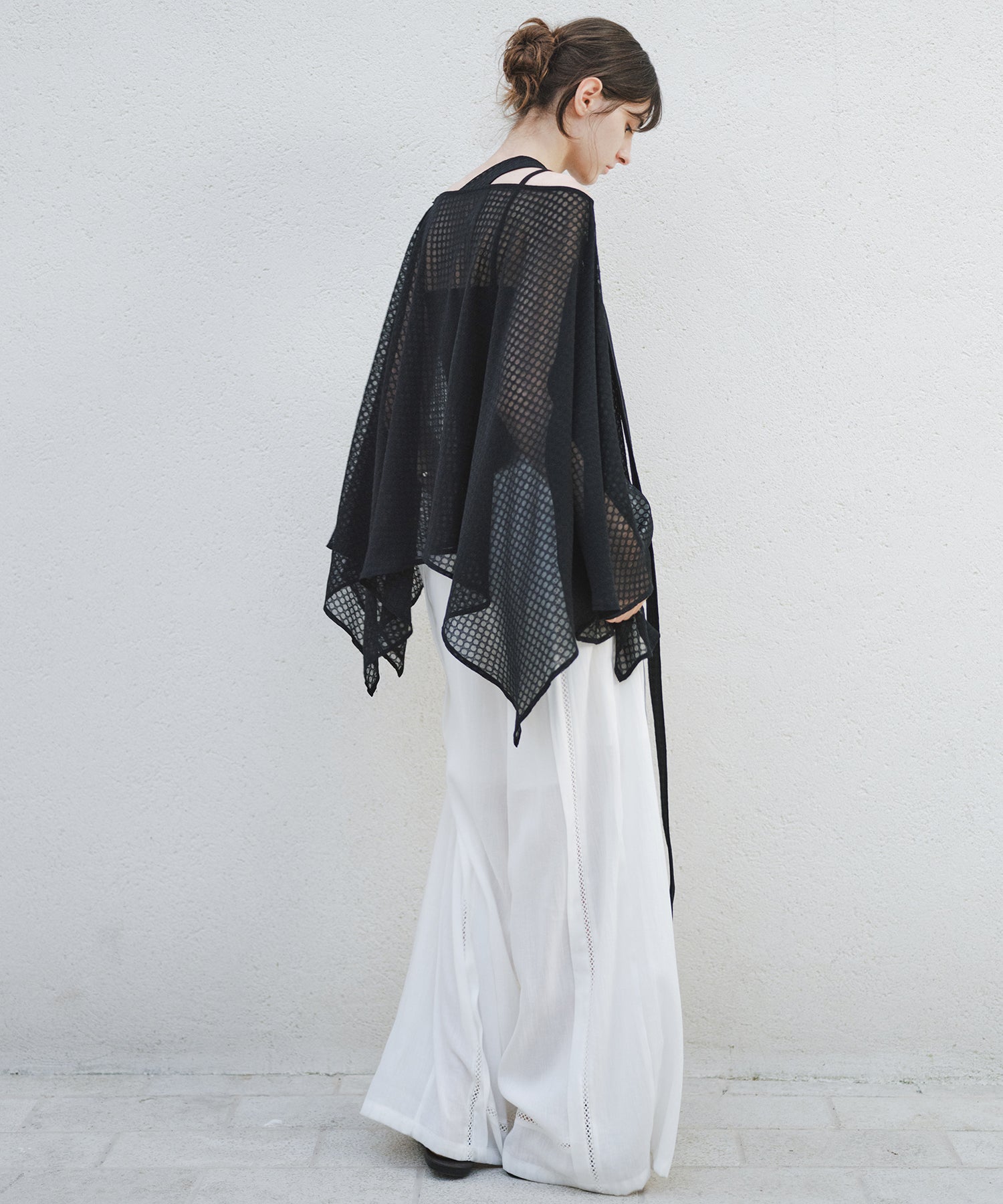 「8月中旬～下旬出荷」Front Lace Linen Blend Wide Pants