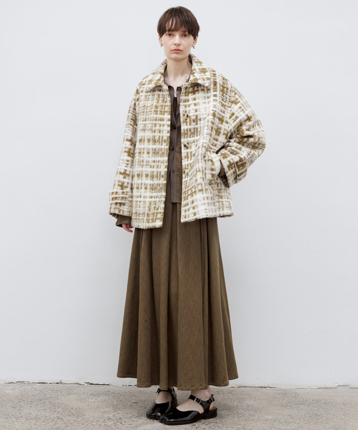 Cotton Tuck Pleated Flare Maxi Skirt