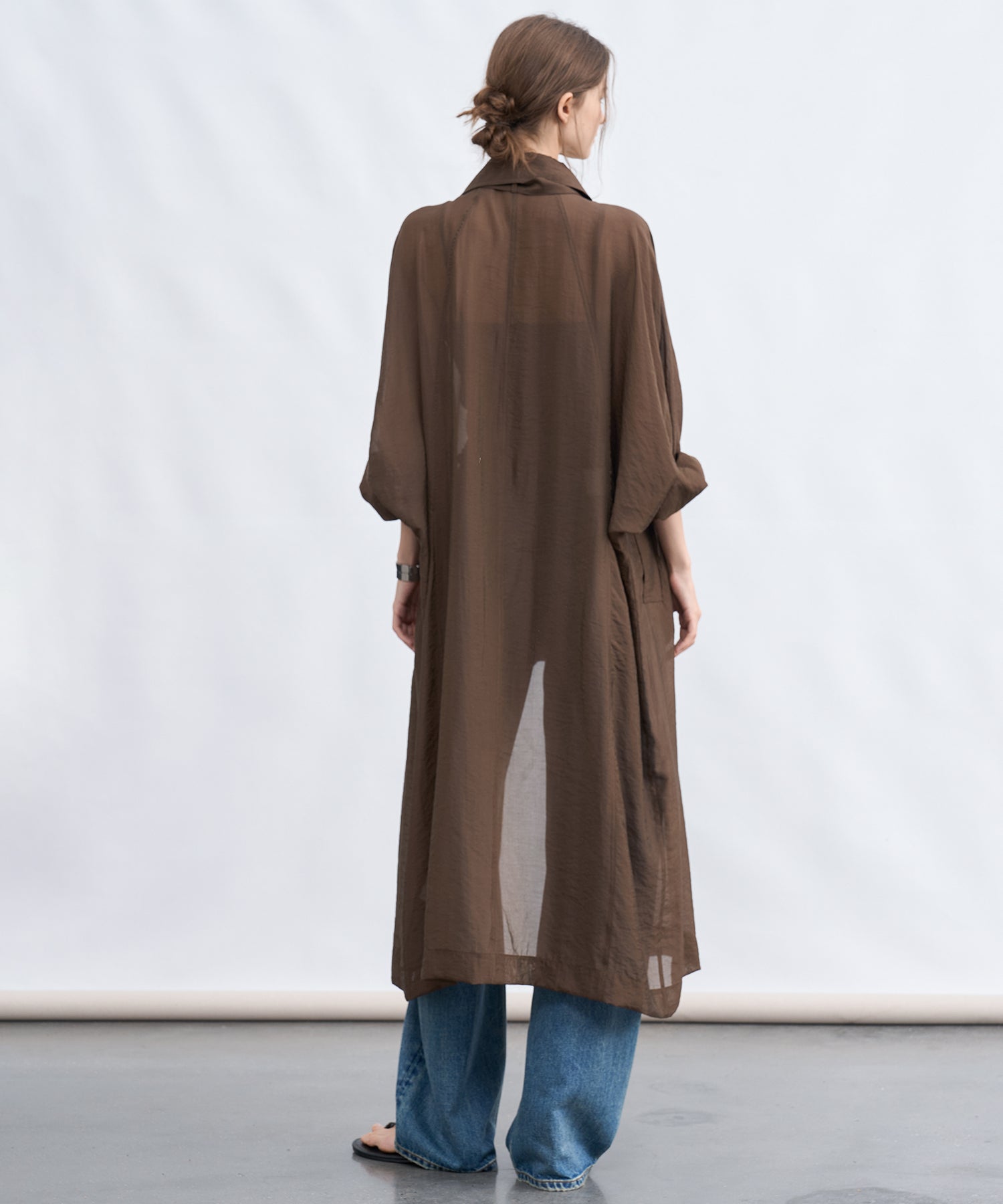 Silk Blend Sheer Long Coat