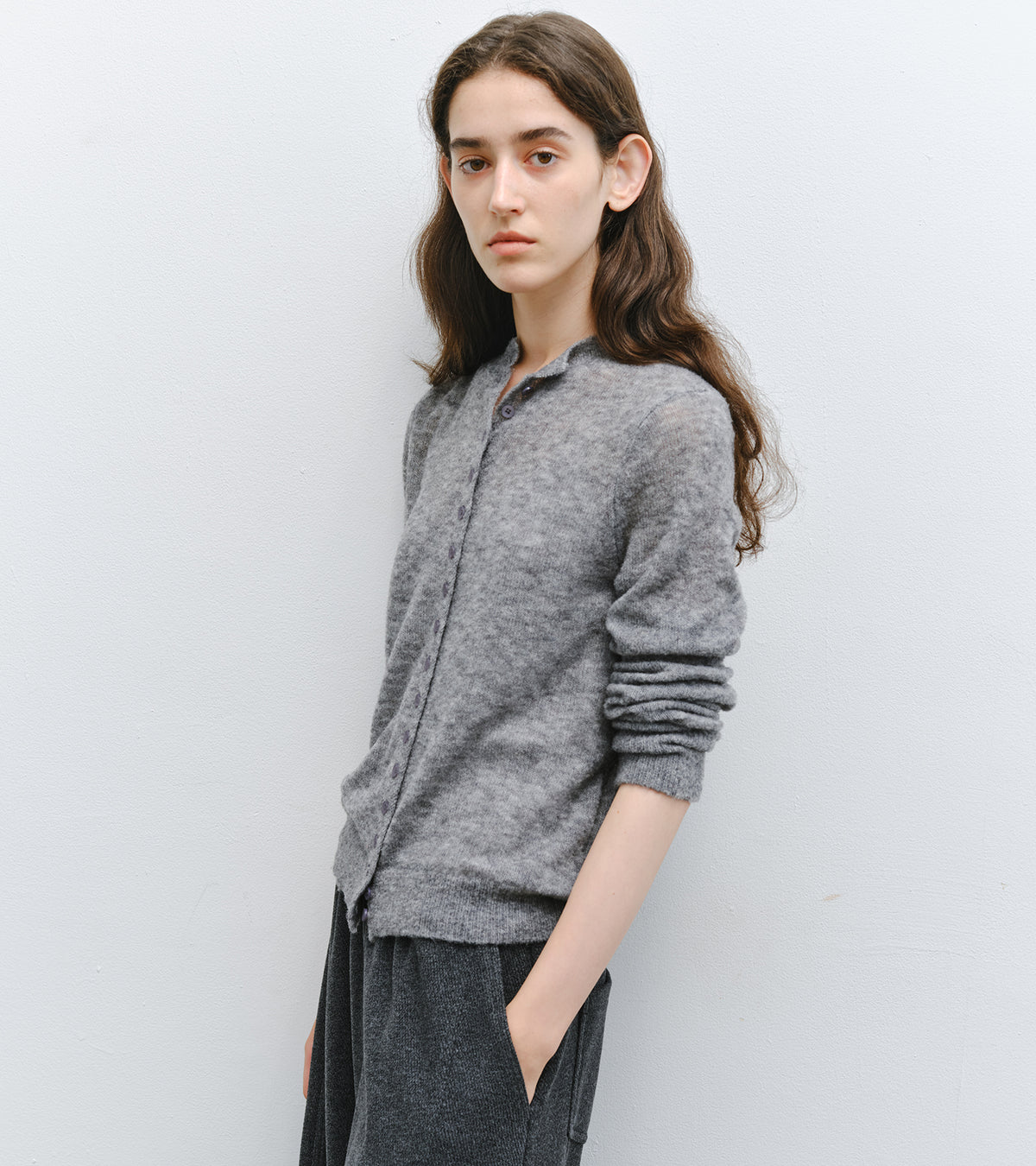 「10月下旬出荷予定」Melange Wool-Blend Multi Button Knit Cardigan