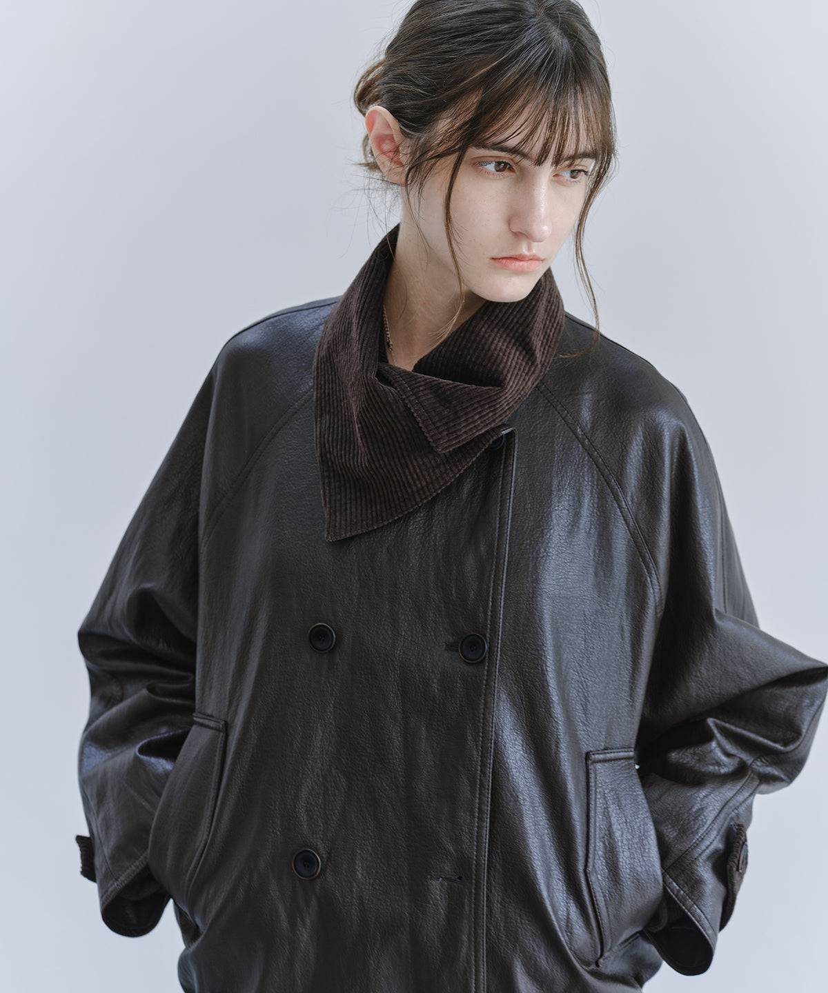 「10月下旬出荷予定」Corduroy Collar Docking Short Blouson Jacket