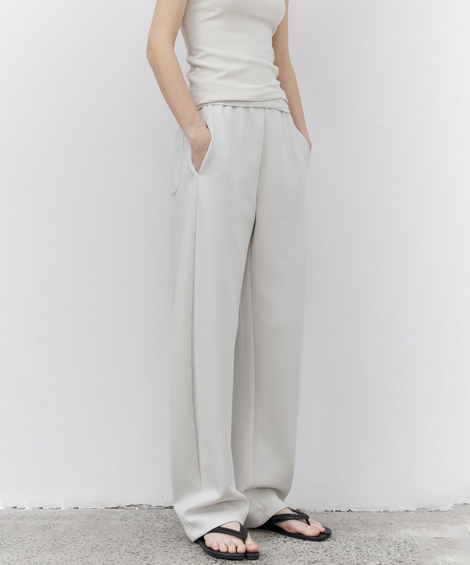 Curved Silhouette Jersey Wide Pants
