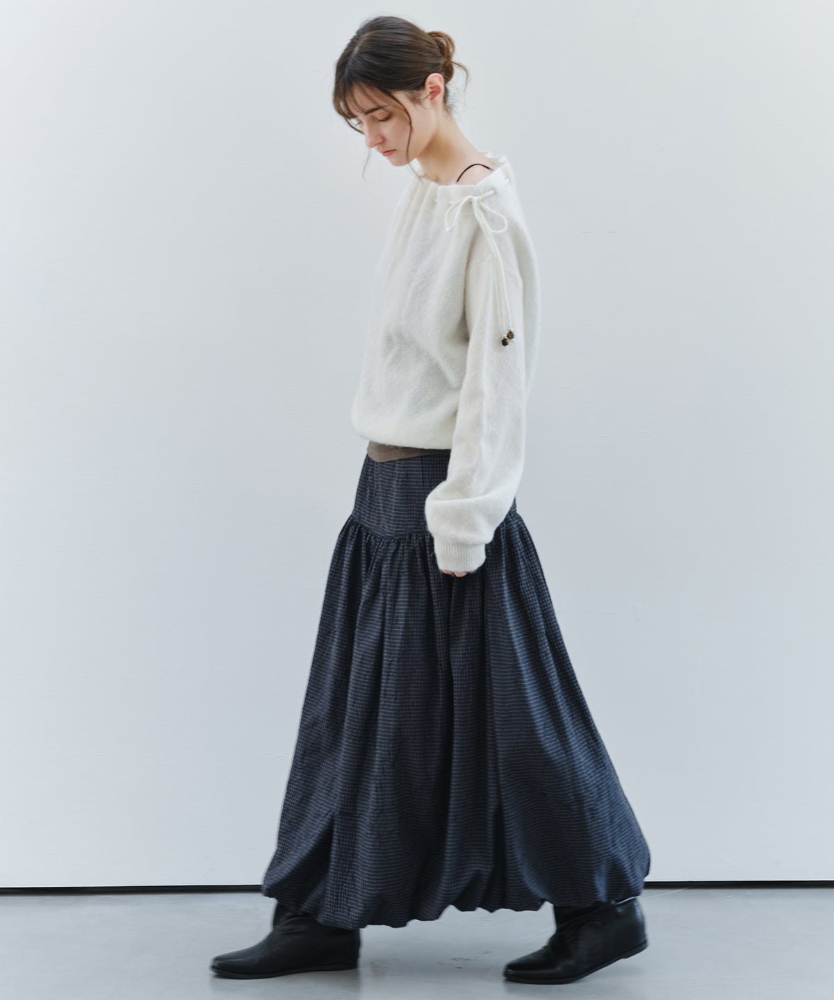 「9月下旬出荷予定」Vintage Check Balloon Long Skirt