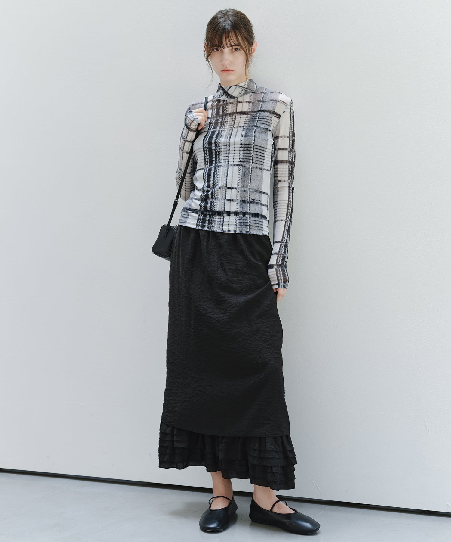 「9月下旬出荷予定」Layered Frill Hem Easy Long Skirt