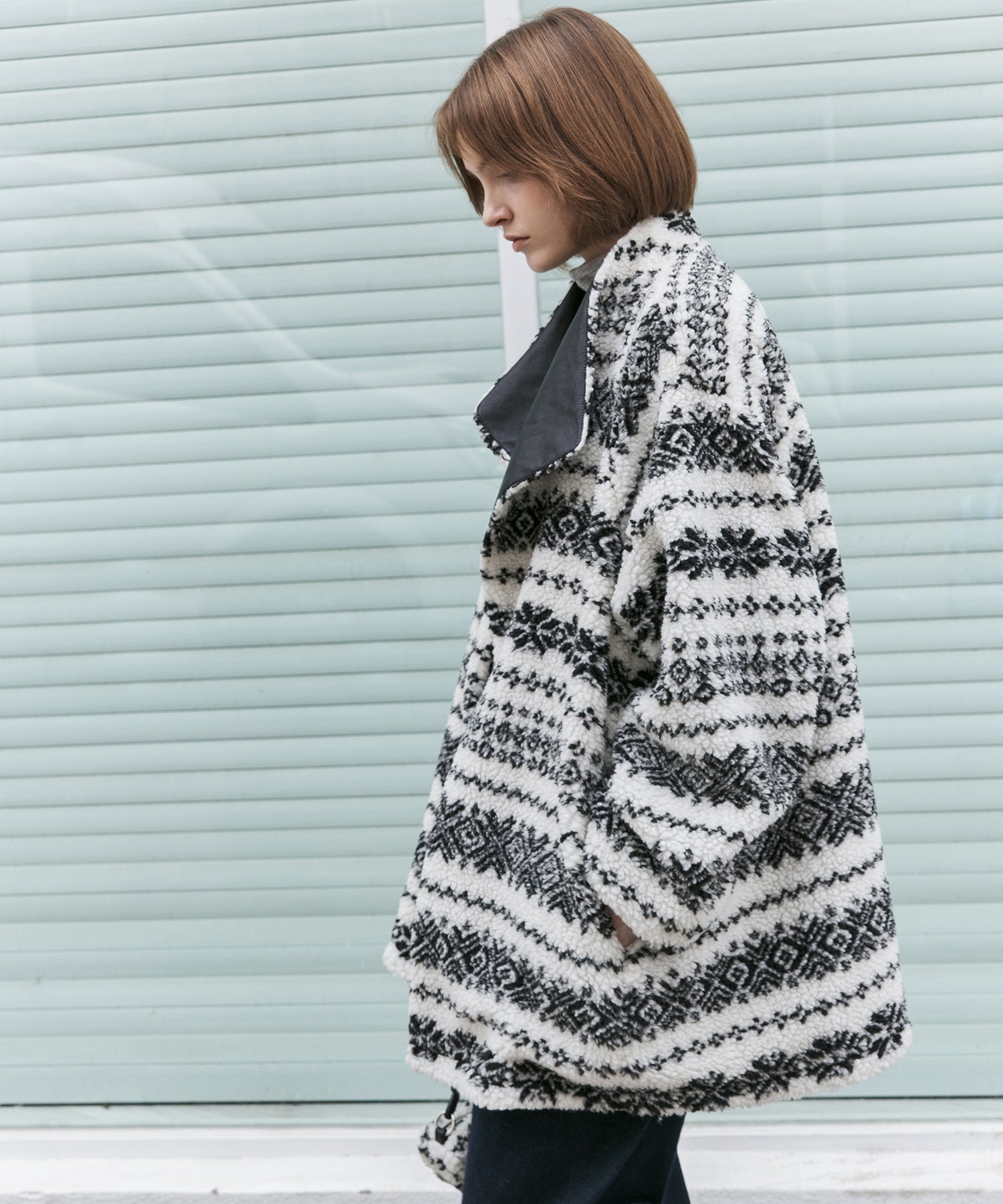 Fair Isle Relaxed Fit Fleece Jacket