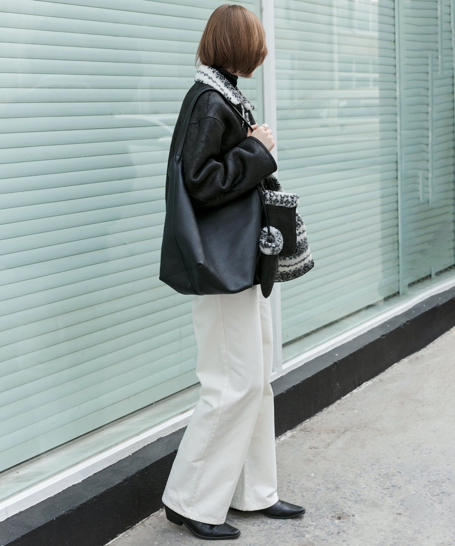 Fair Isle Faux Shearling Jacket with Gloves
