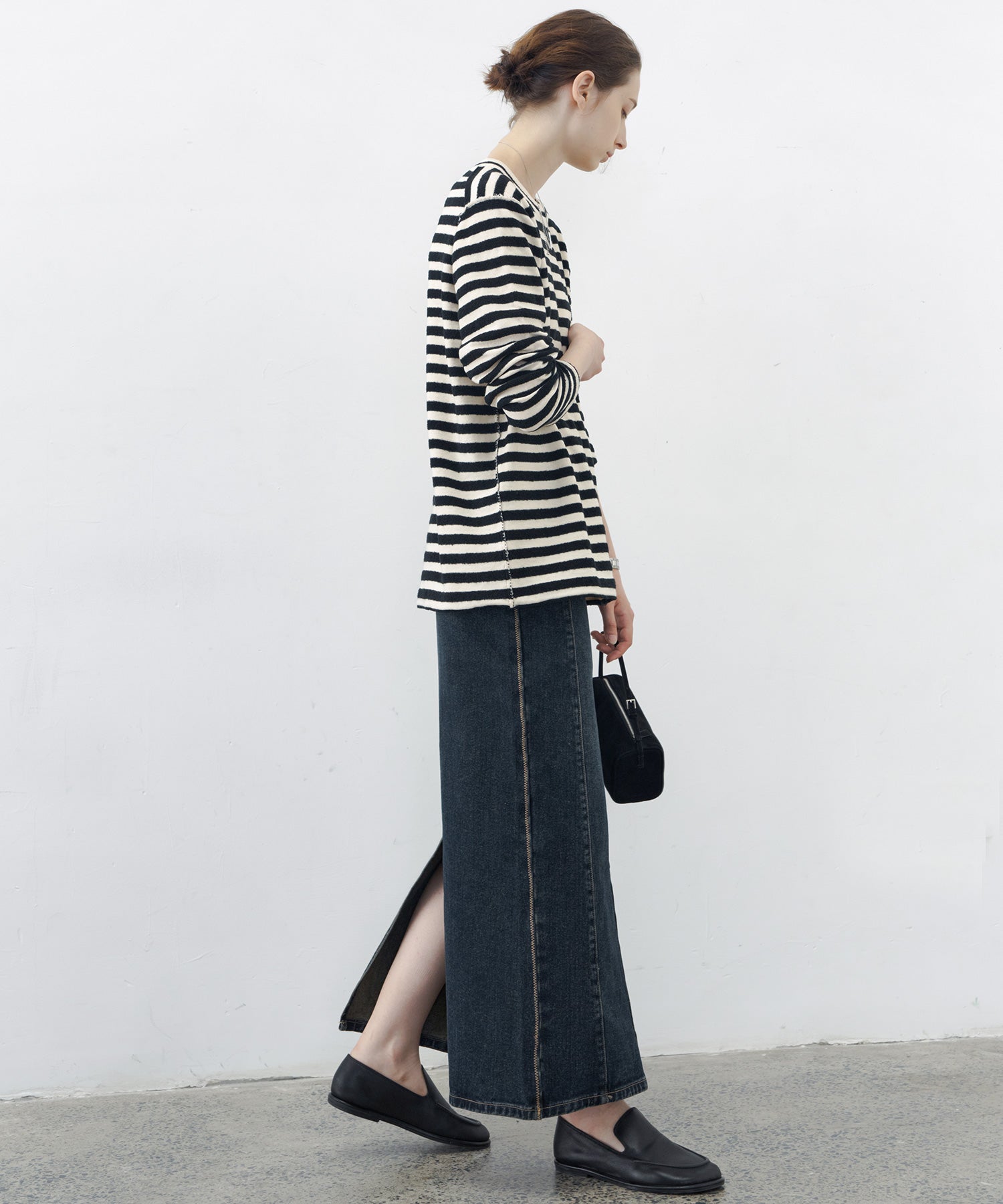 Textured Stripe Crew Neck Knit Sweater