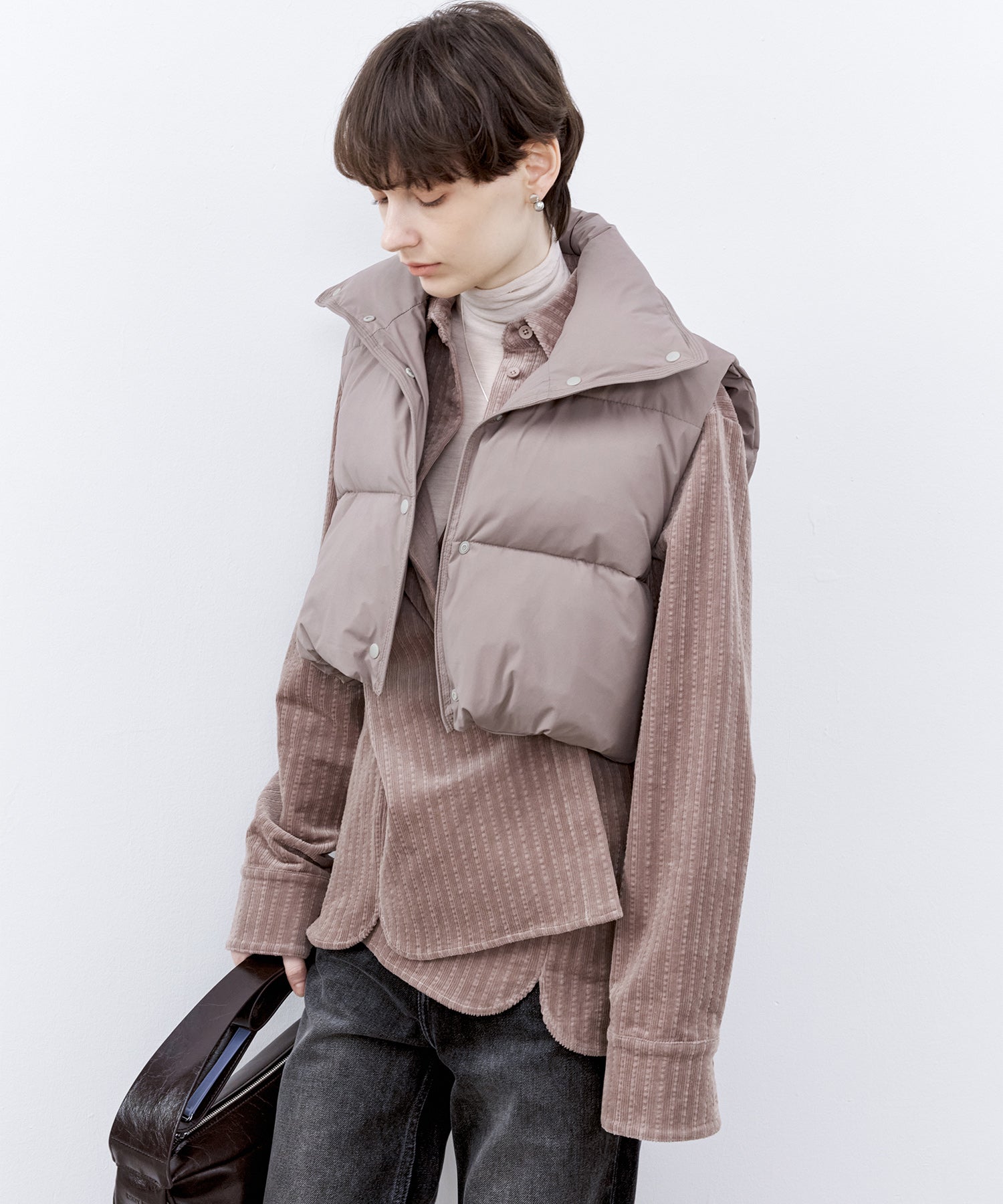 Cropped Puffer Vest with Moldable Neckline