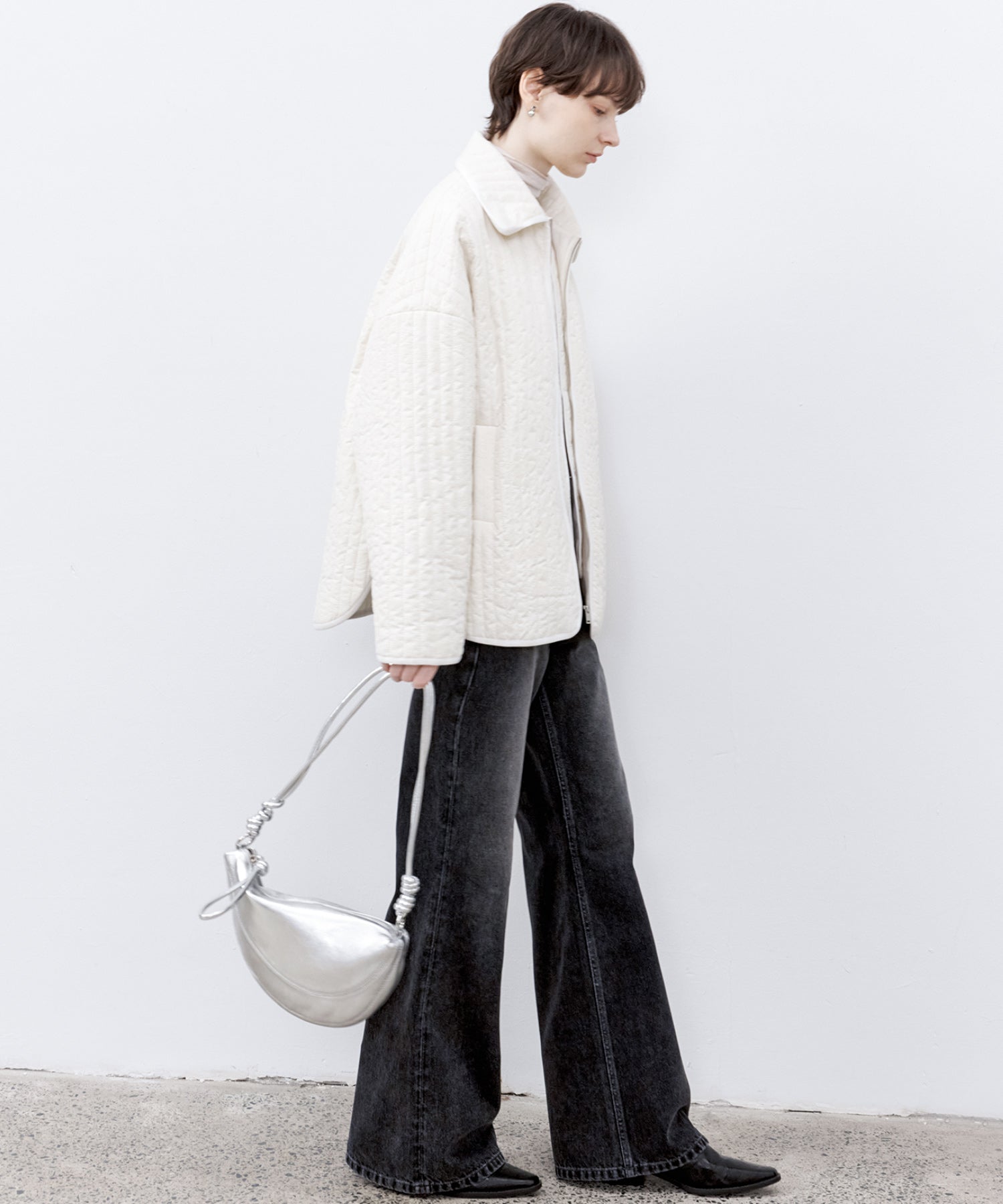 Flocked Print Quilted Jacket