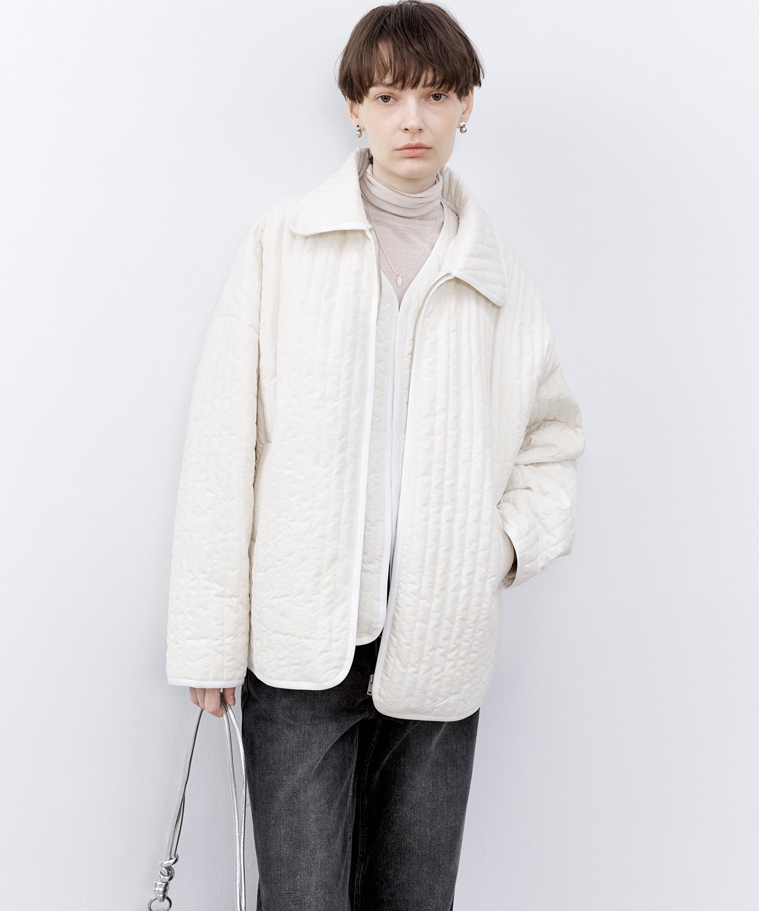 Flocked Print Quilted Jacket