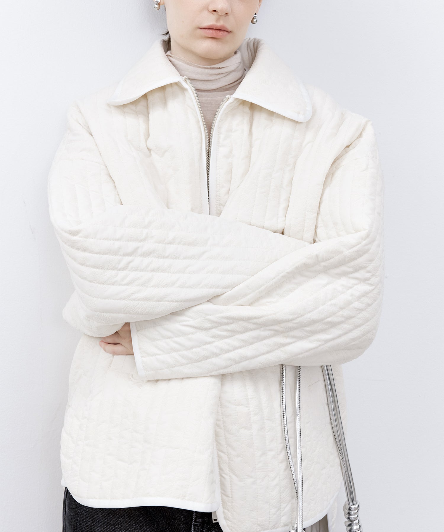 Flocked Print Quilted Jacket