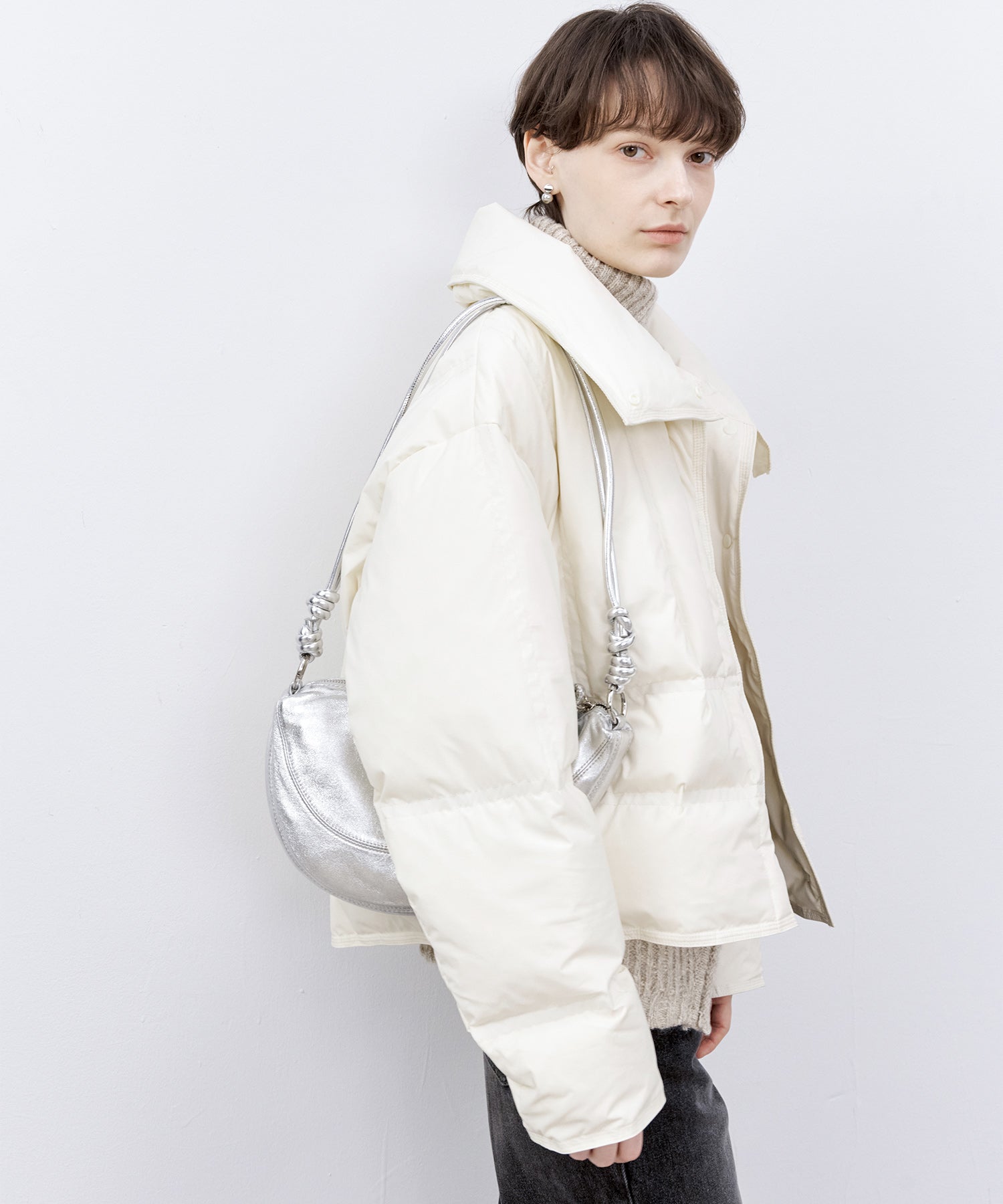 Drop Shoulder Short Puffer with Shaped Waist Design