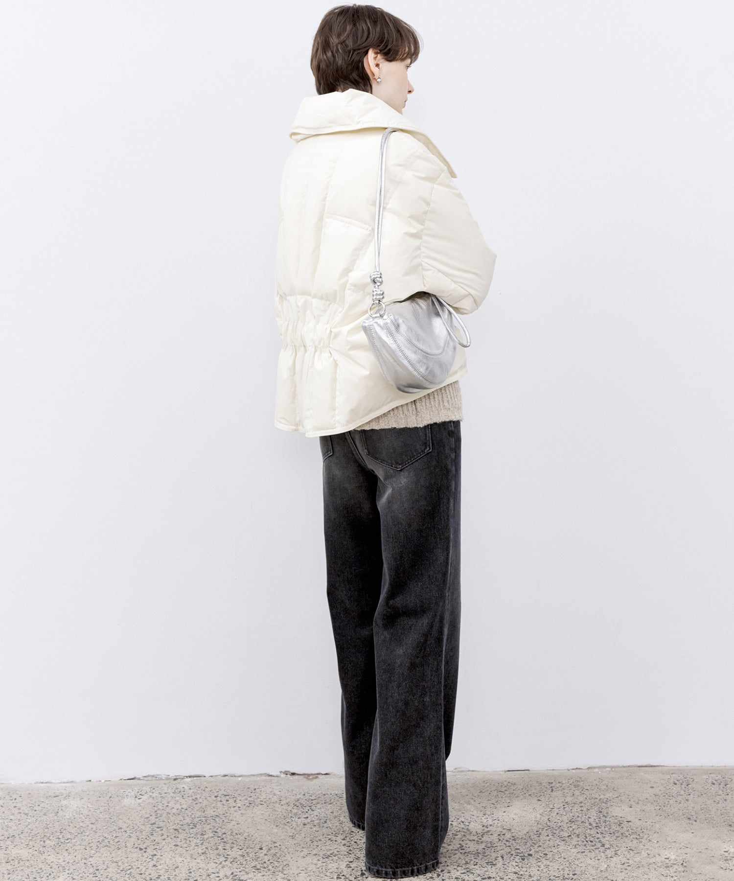 Drop Shoulder Short Puffer with Shaped Waist Design