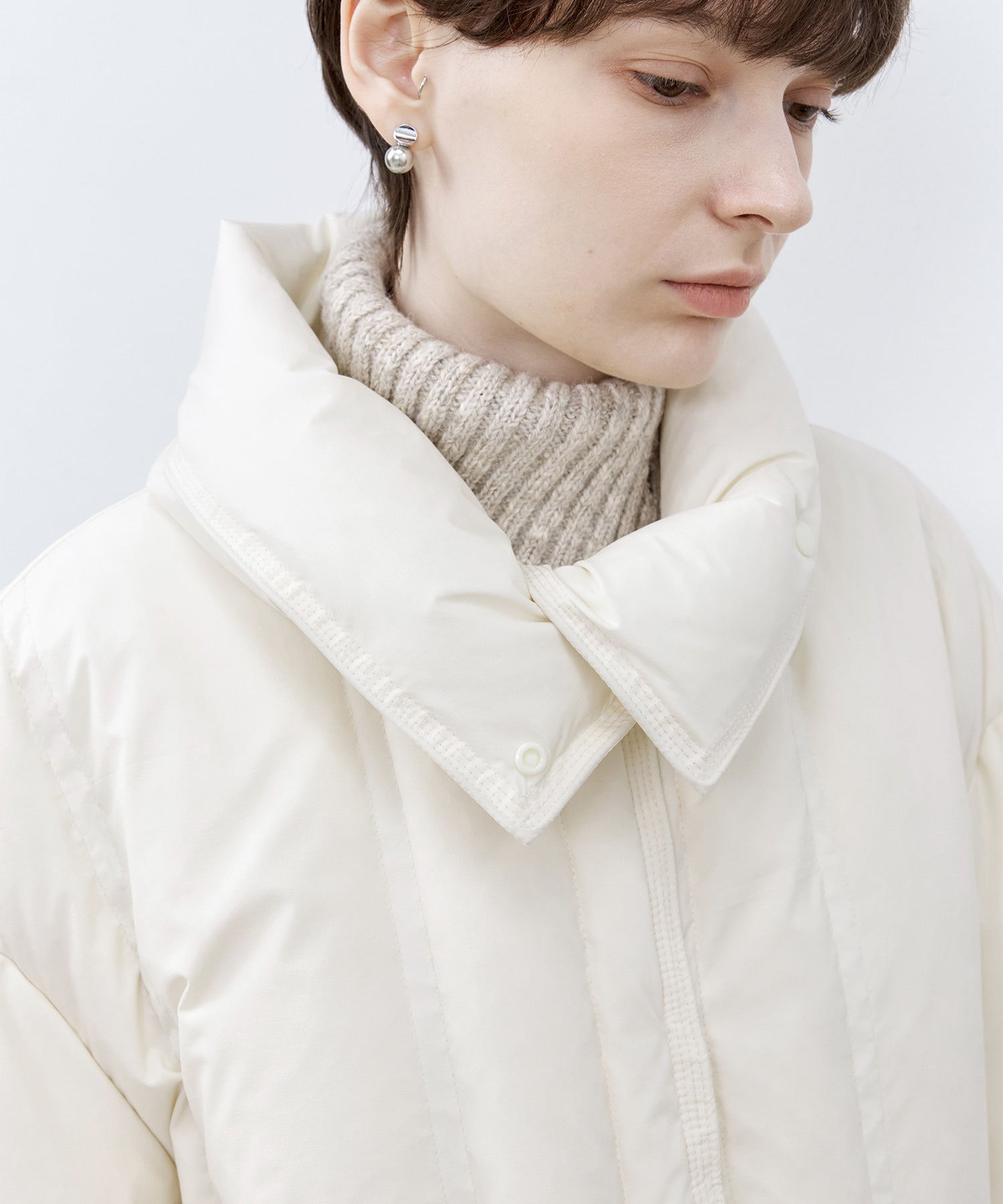 Drop Shoulder Short Puffer with Shaped Waist Design