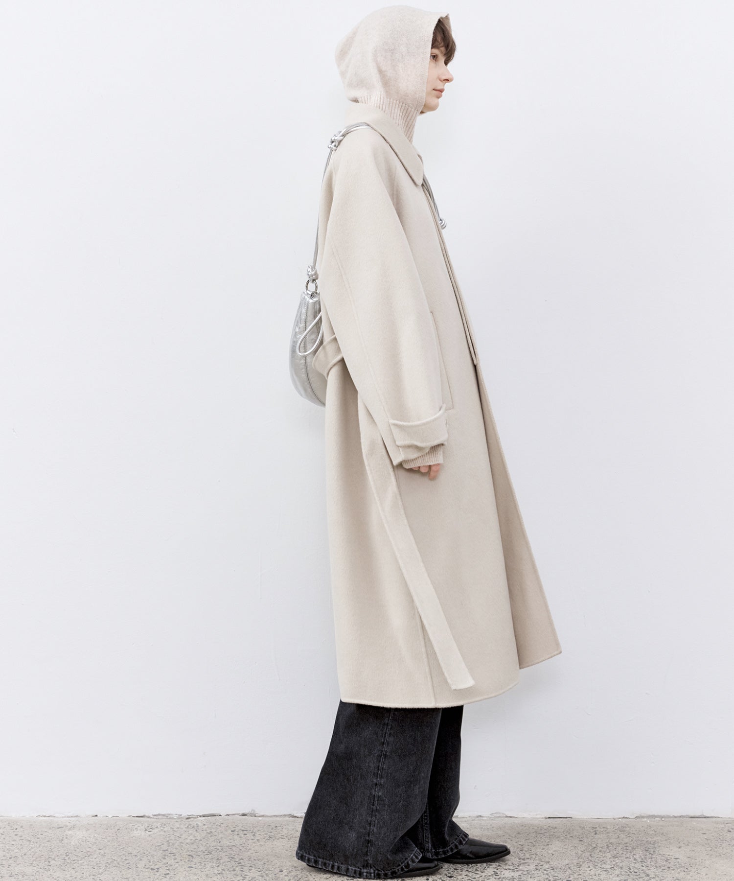 Raglan Sleeves Oversized Double-Faced Wool Coat