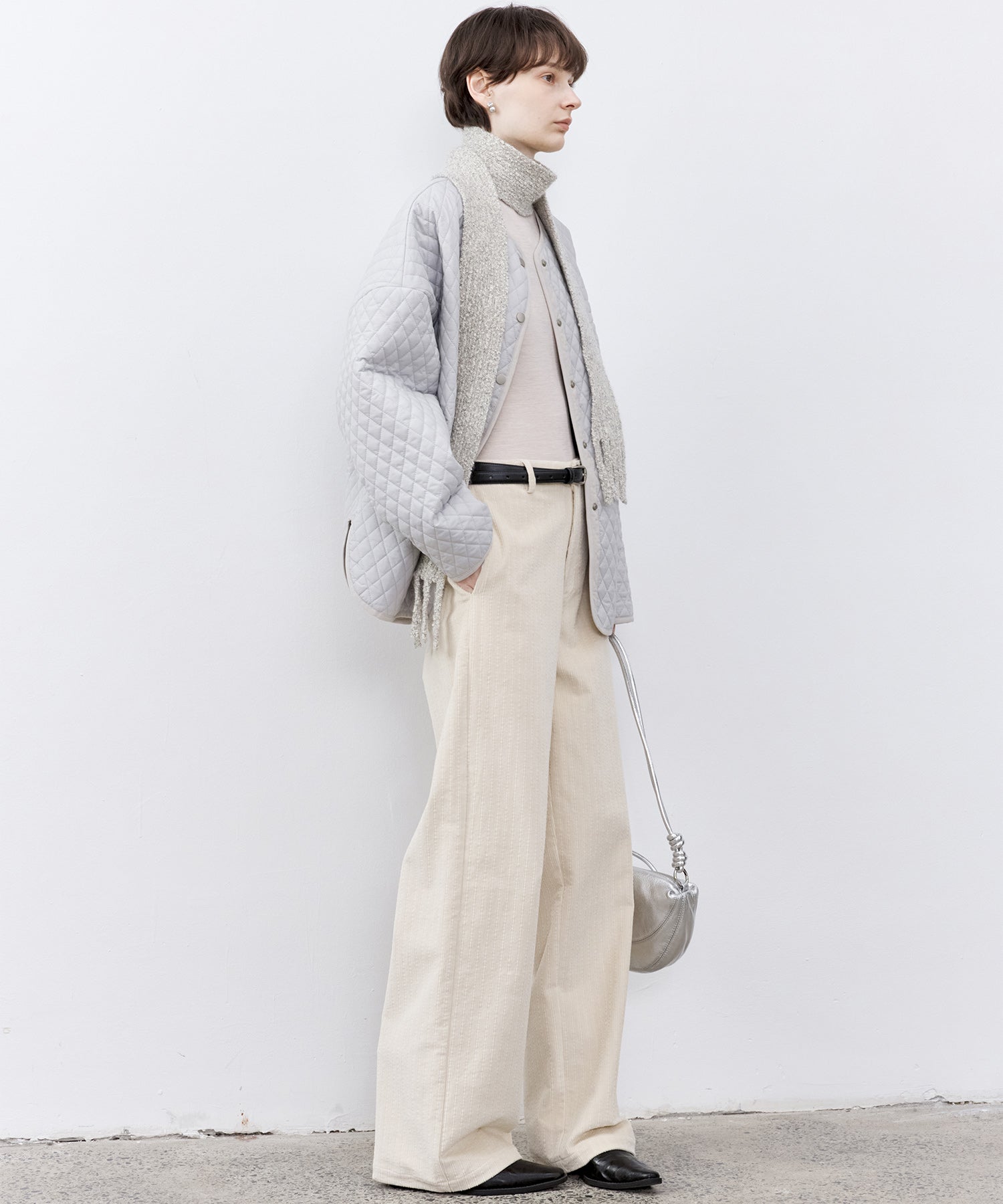Diamond Quilted Round Neck Padded Jacket