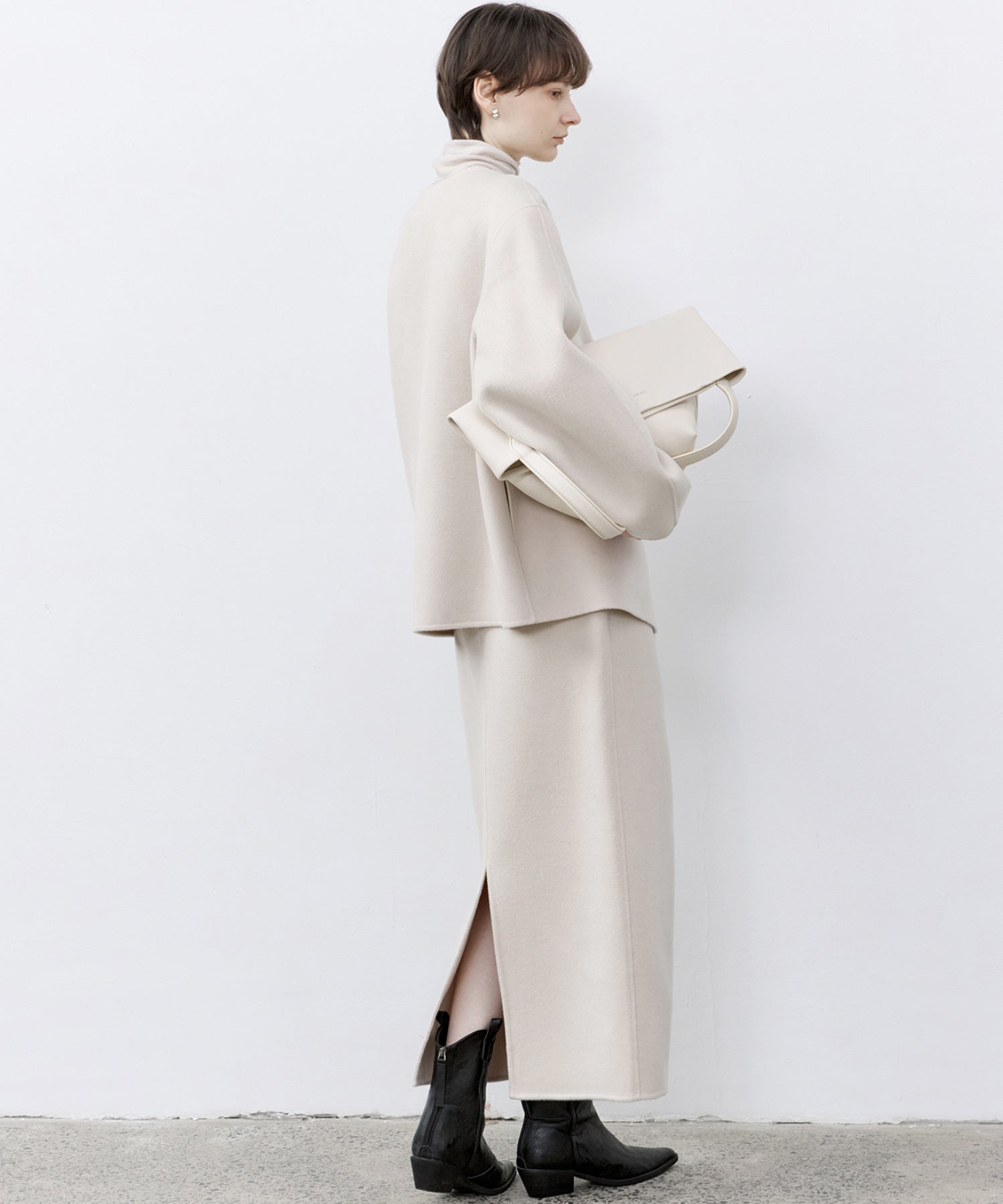 Wool Twill Skirt with Gathered Detail & Bubble Silhouette