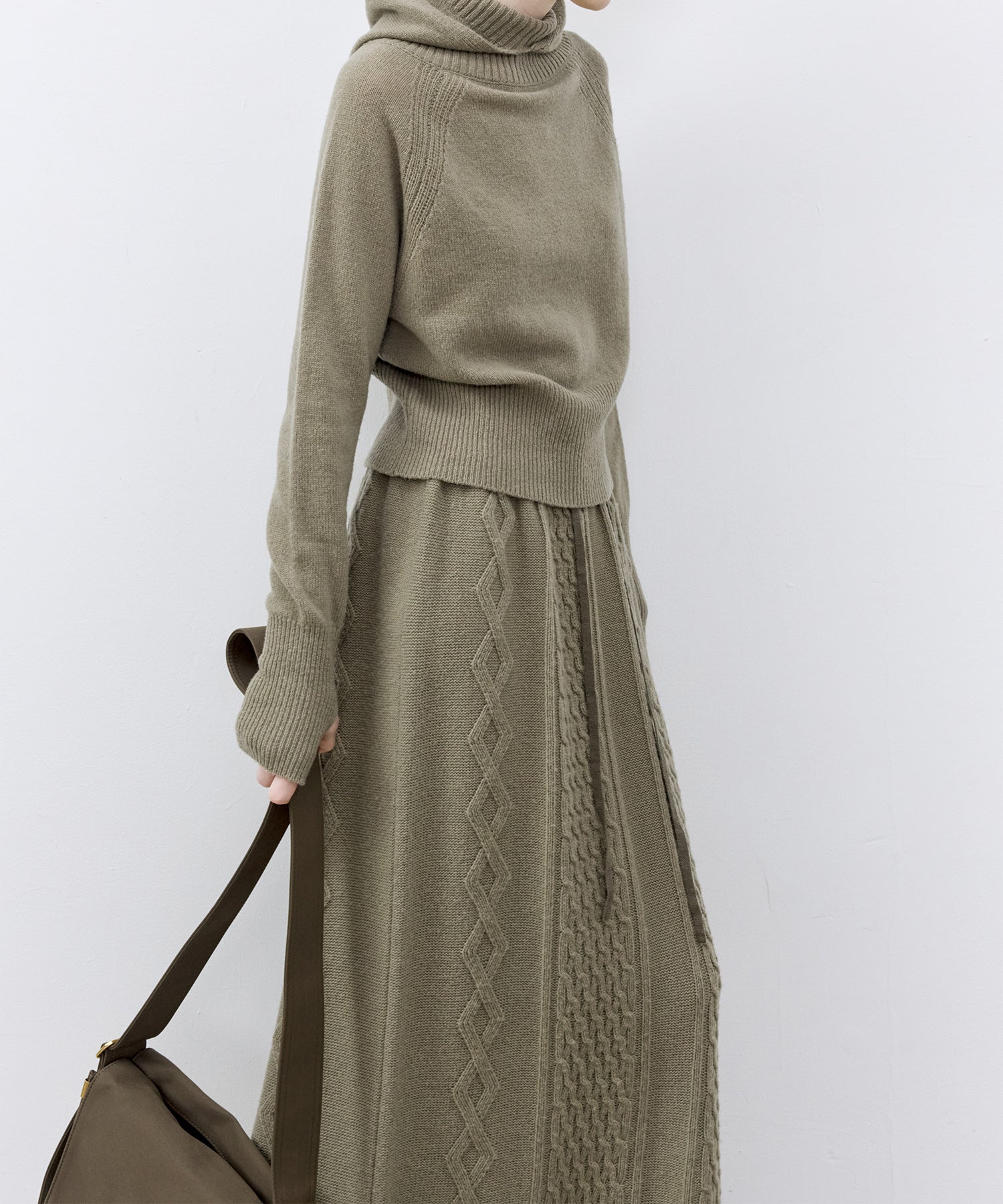Cable Knit Wool Flare Skirt