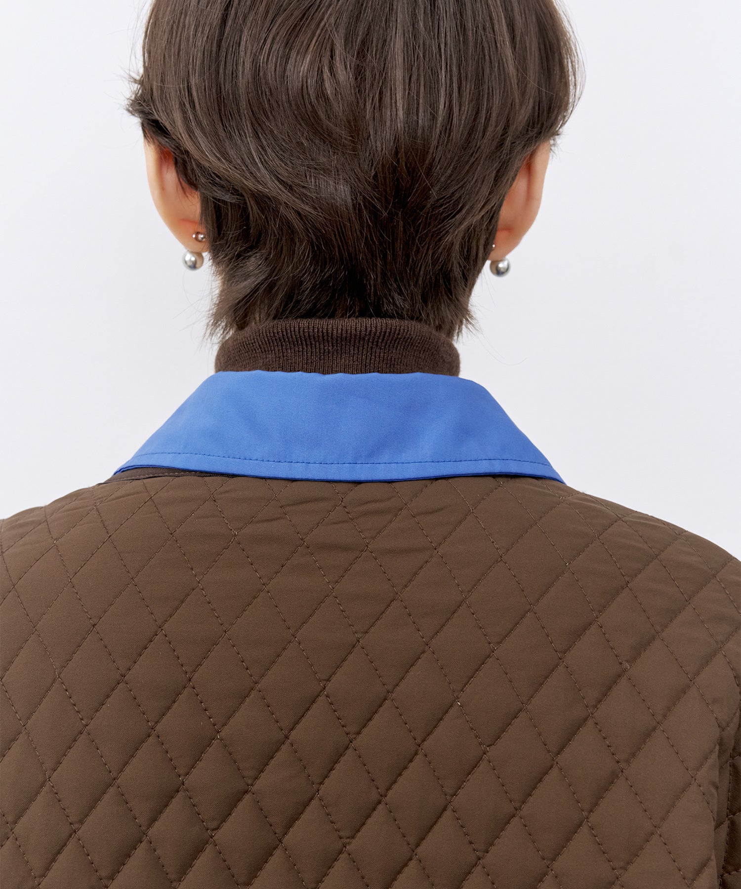 Diamond Quilted Round Neck Padded Jacket