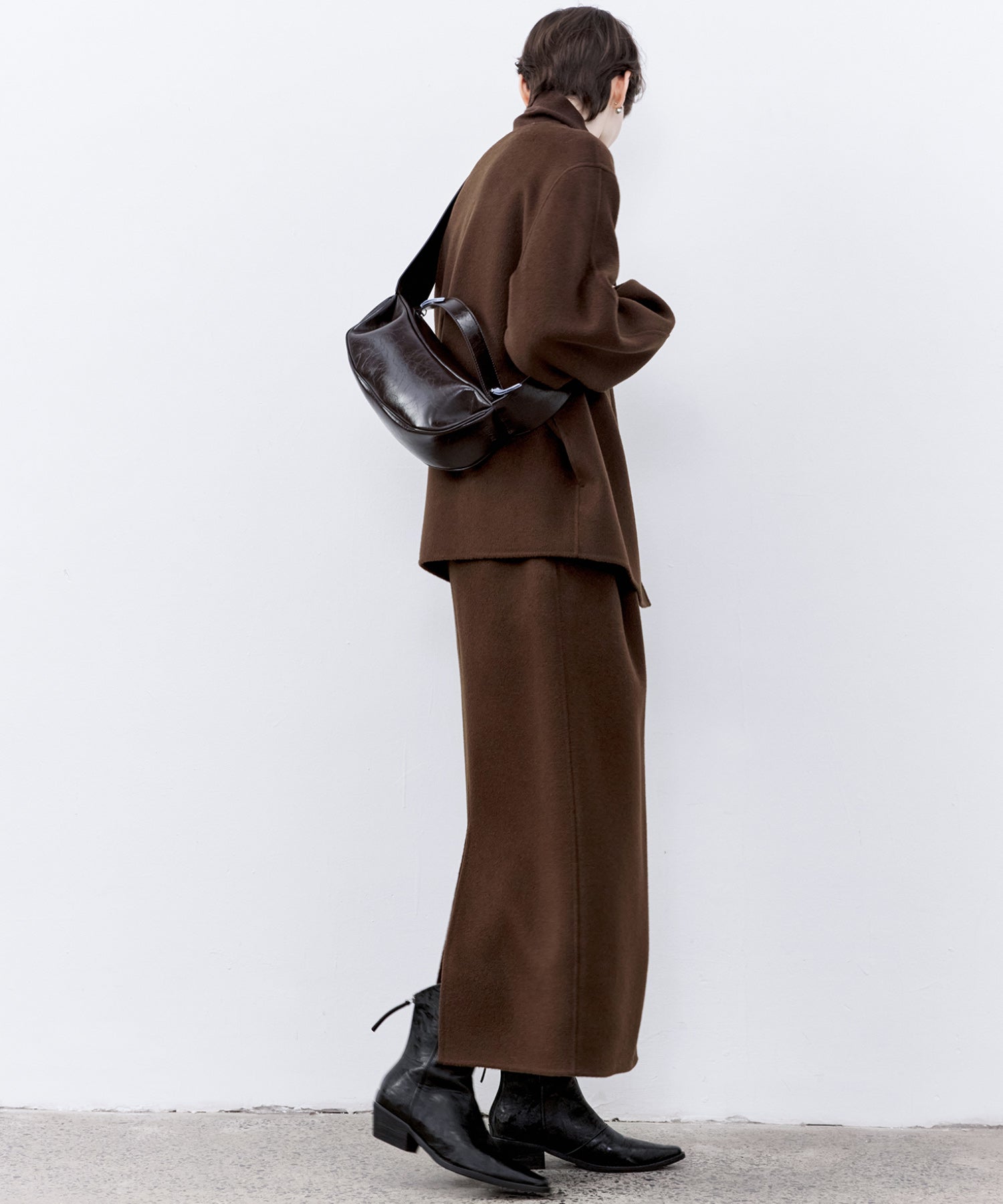 Wool Twill Skirt with Gathered Detail & Bubble Silhouette