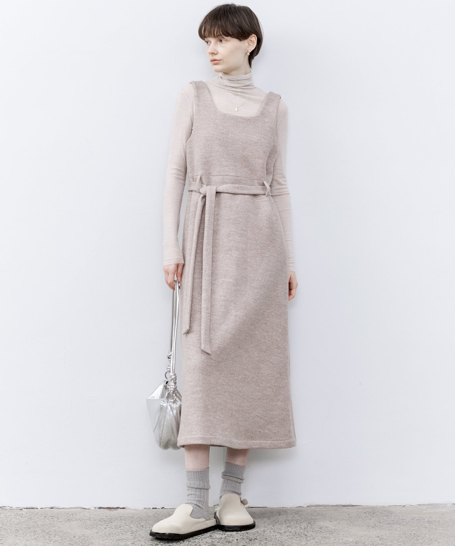 Wool-Blend Belted Jumper Dress