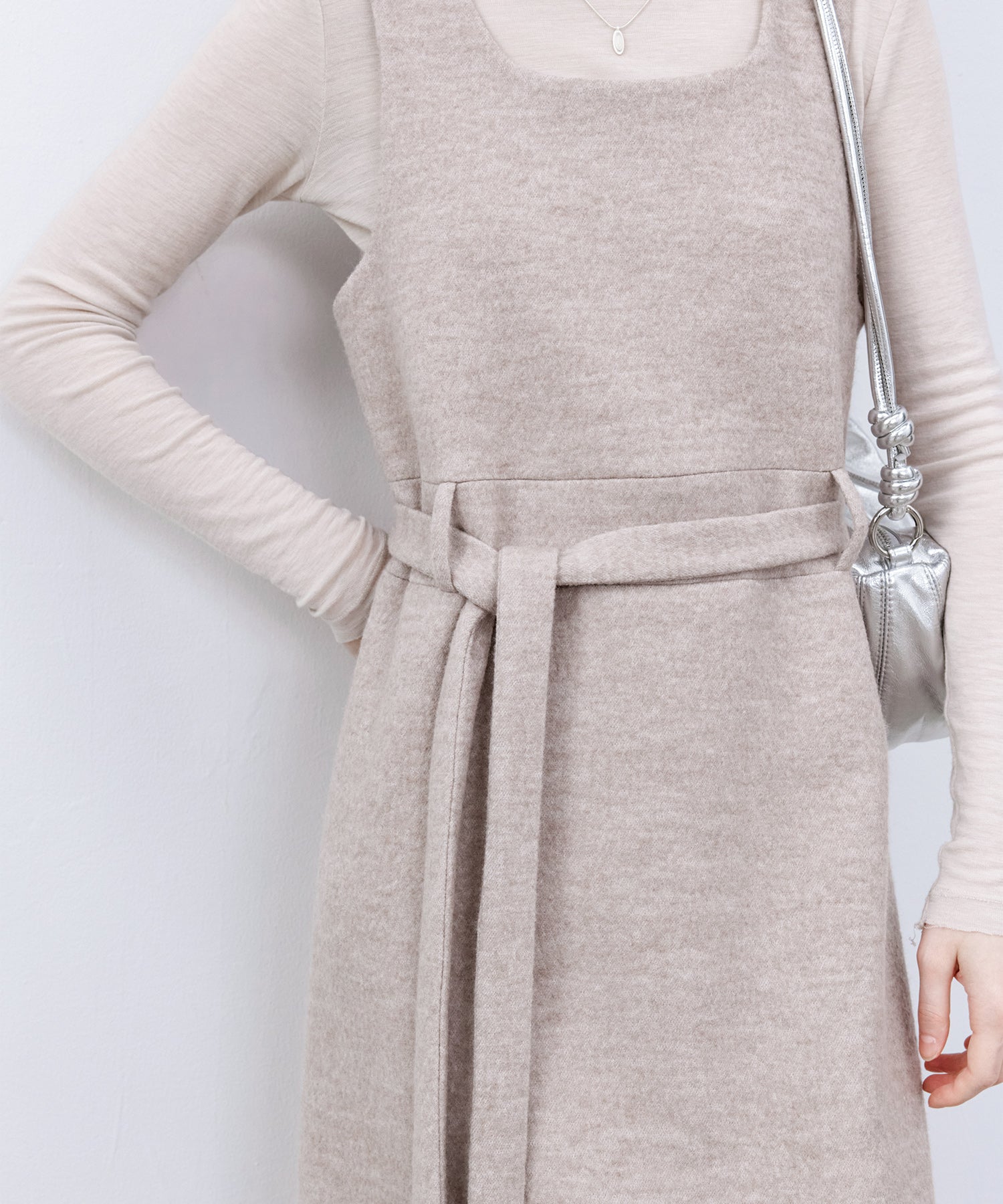 Wool-Blend Belted Jumper Dress