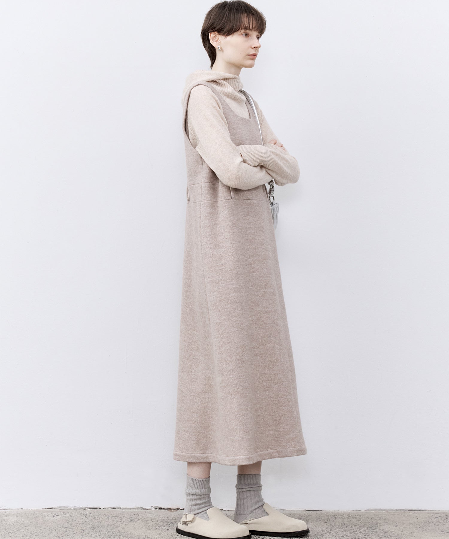 Wool-Blend Belted Jumper Dress