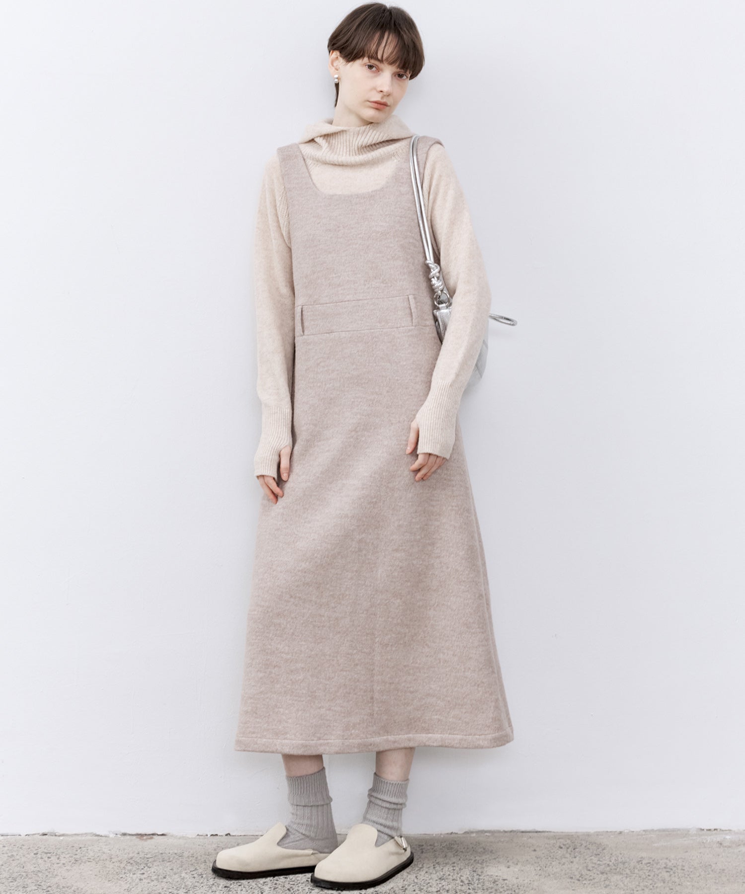 Wool-Blend Belted Jumper Dress
