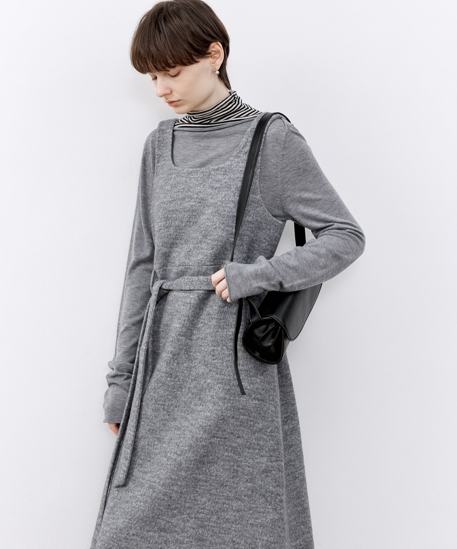 Wool-Blend Belted Jumper Dress