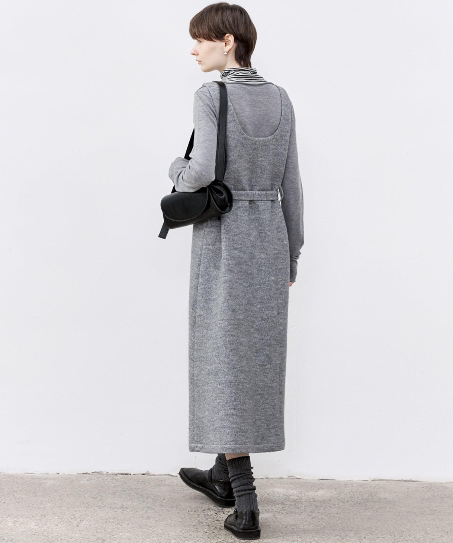 Wool-Blend Belted Jumper Dress