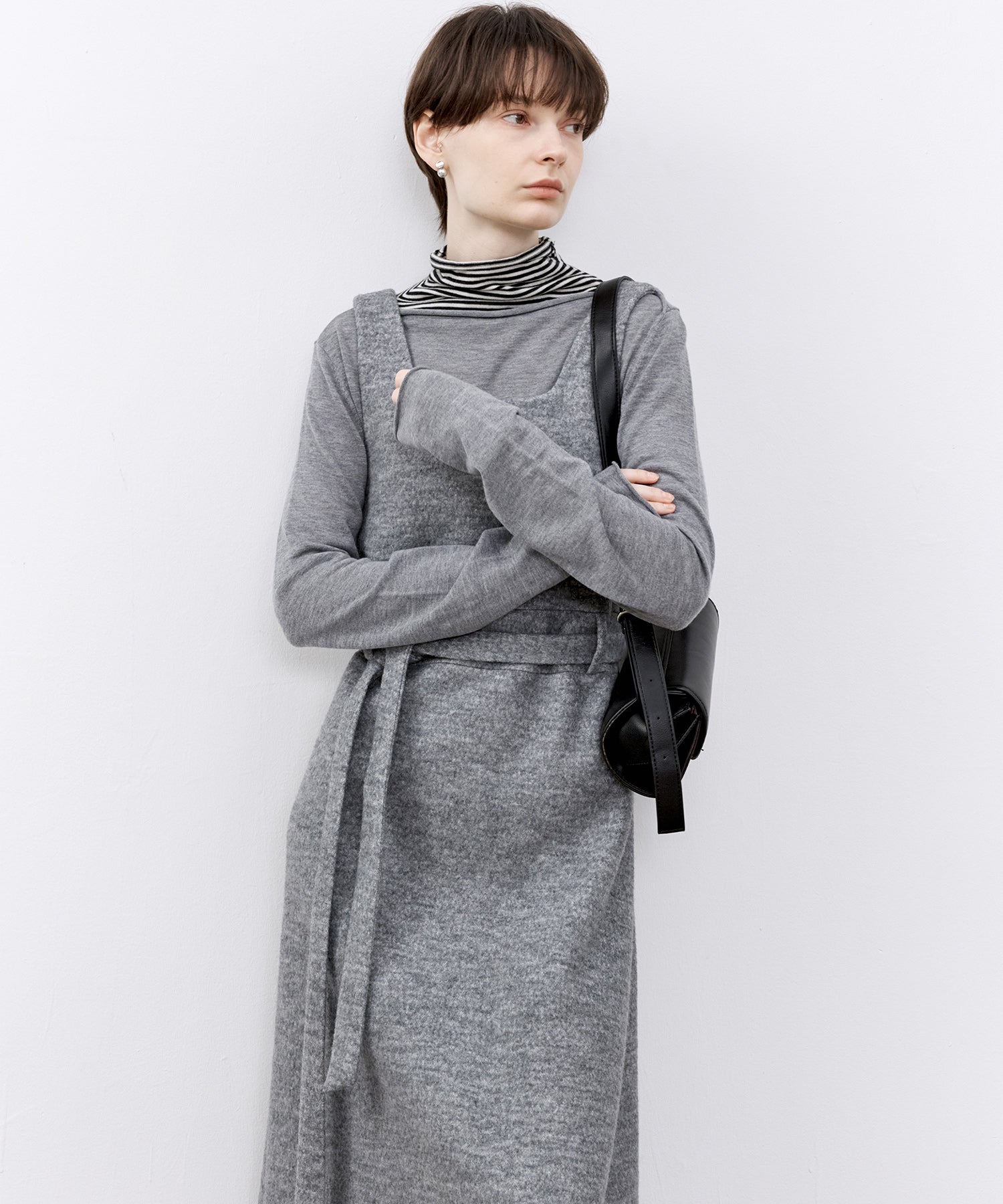 Wool-Blend Belted Jumper Dress
