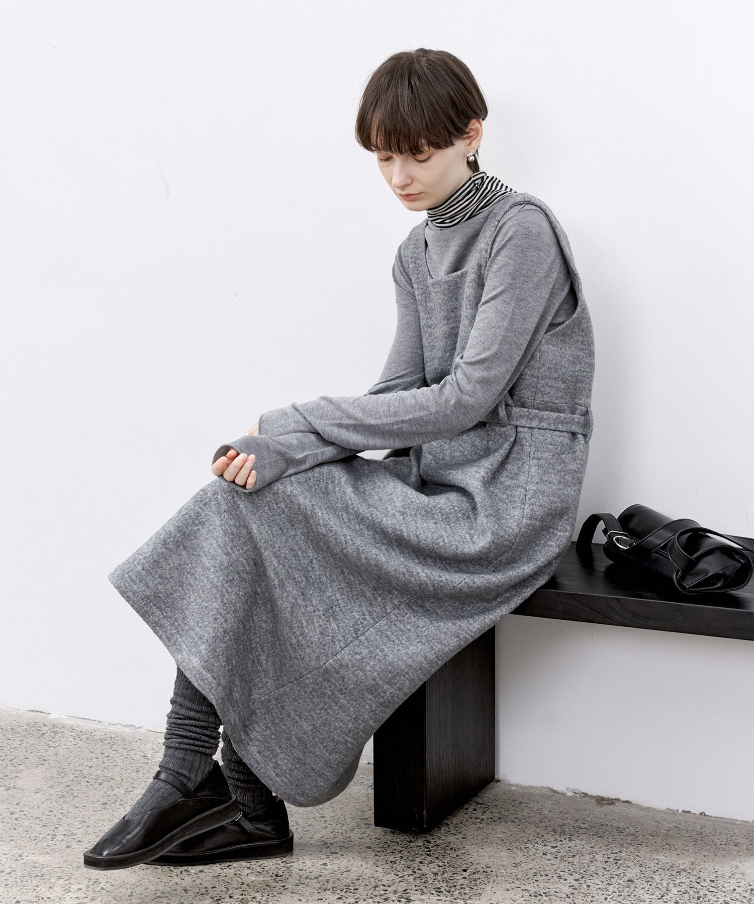 Wool-Blend Belted Jumper Dress
