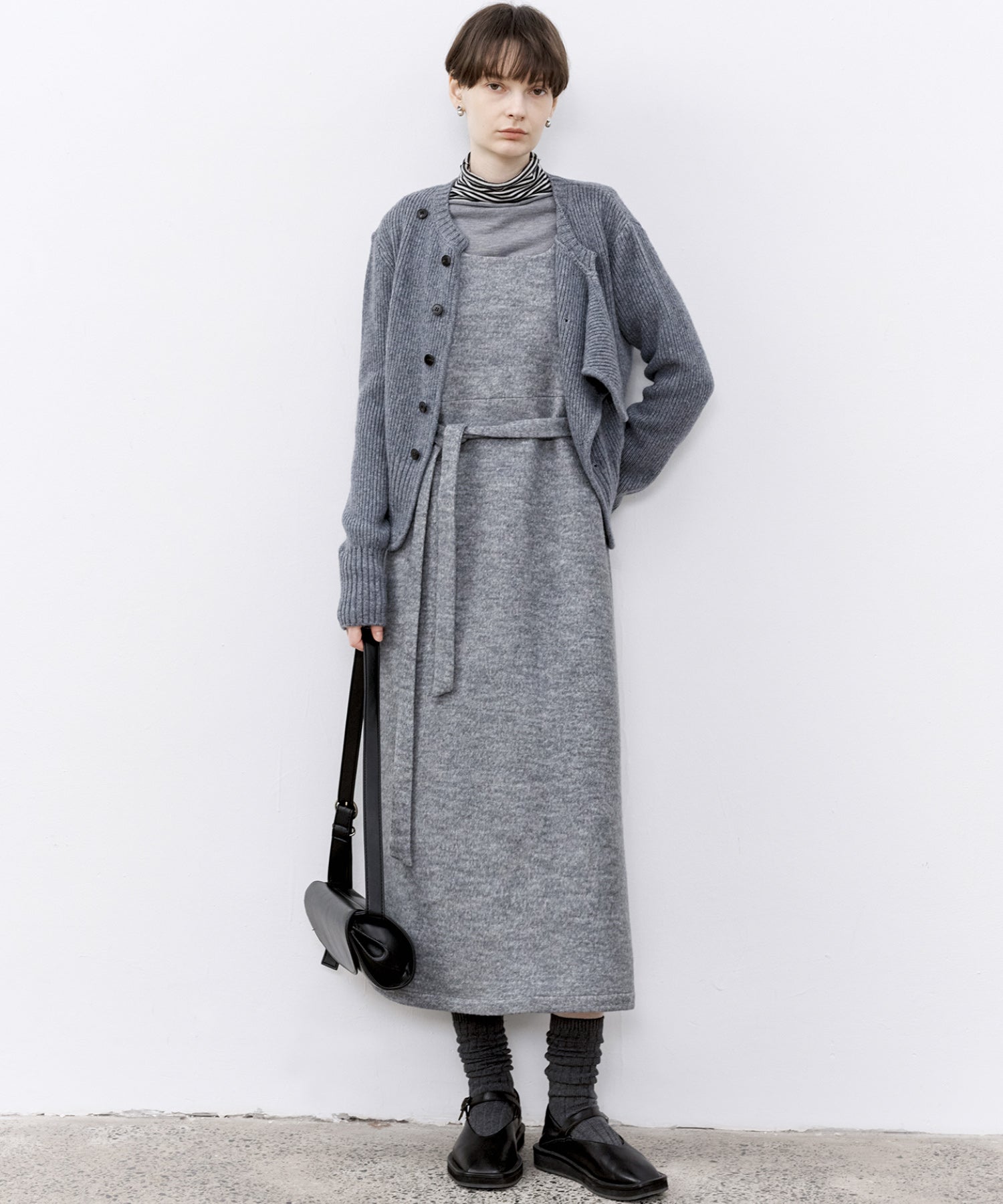 Wool-Blend Belted Jumper Dress