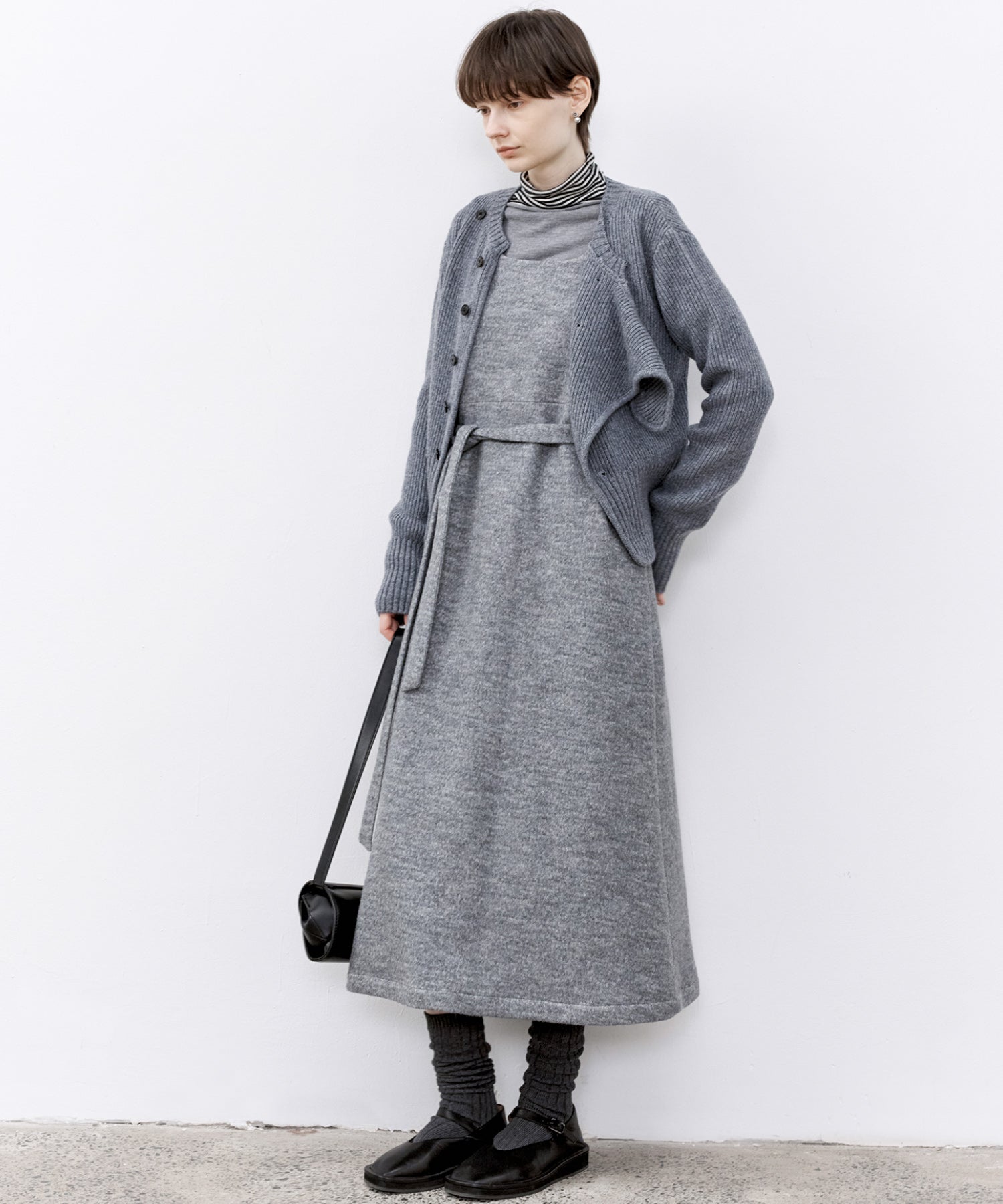 Wool-Blend Belted Jumper Dress