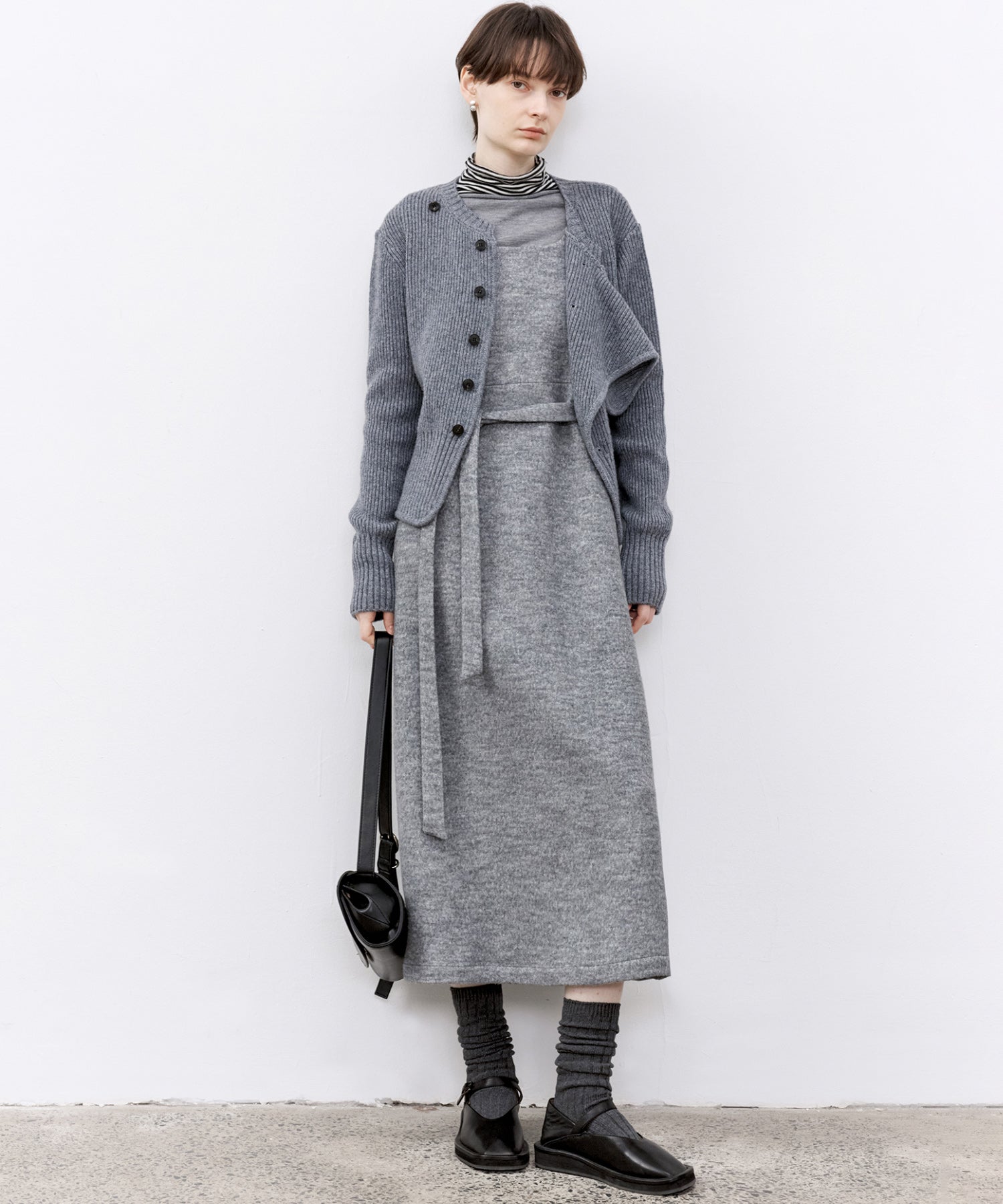Wool-Blend Belted Jumper Dress