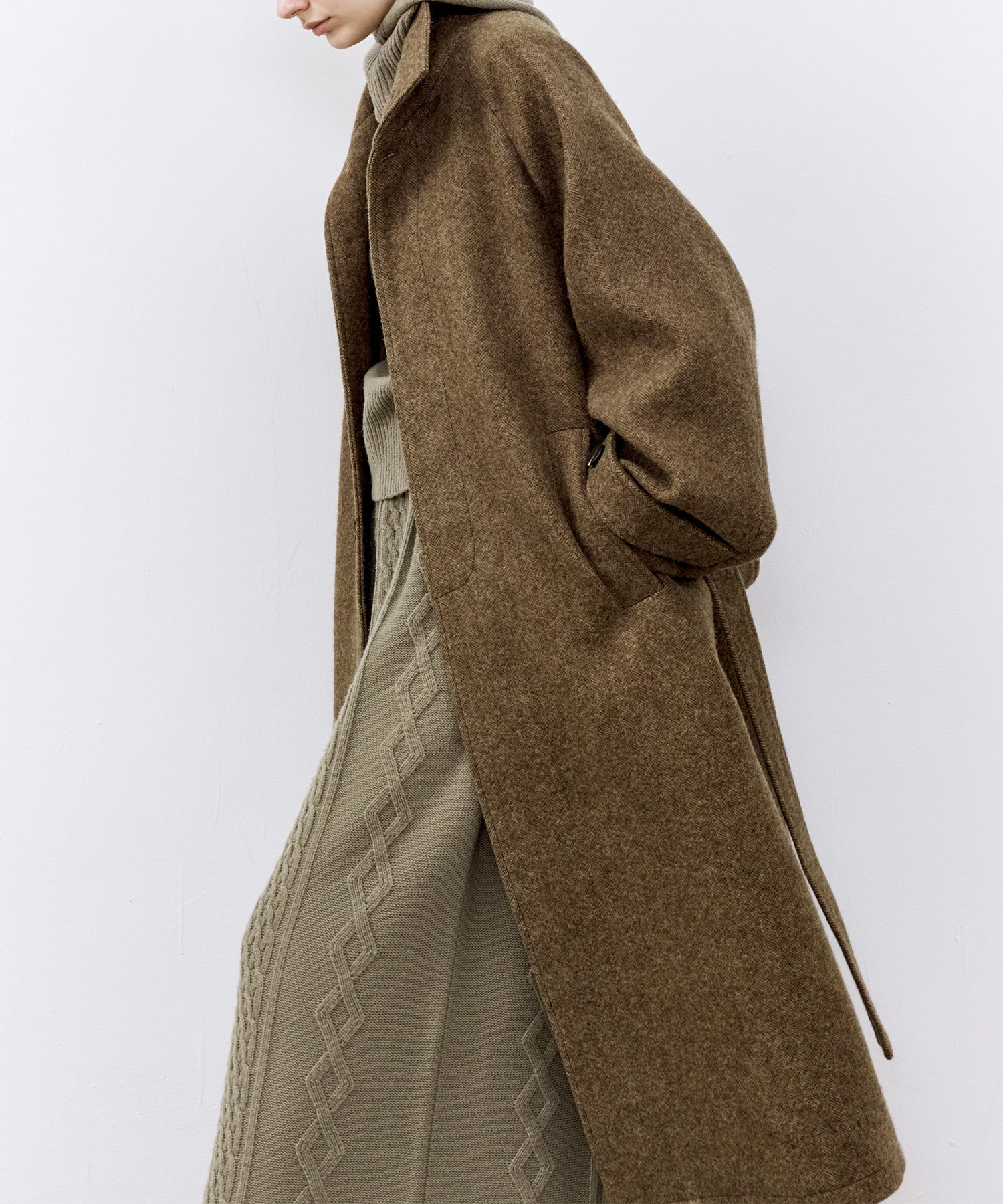 Cable Knit Wool Flare Skirt