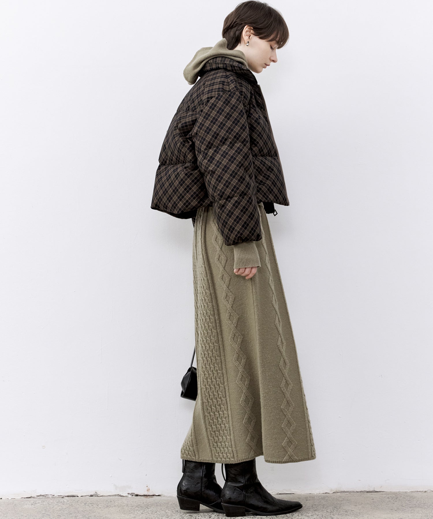 Cable Knit Wool Flare Skirt