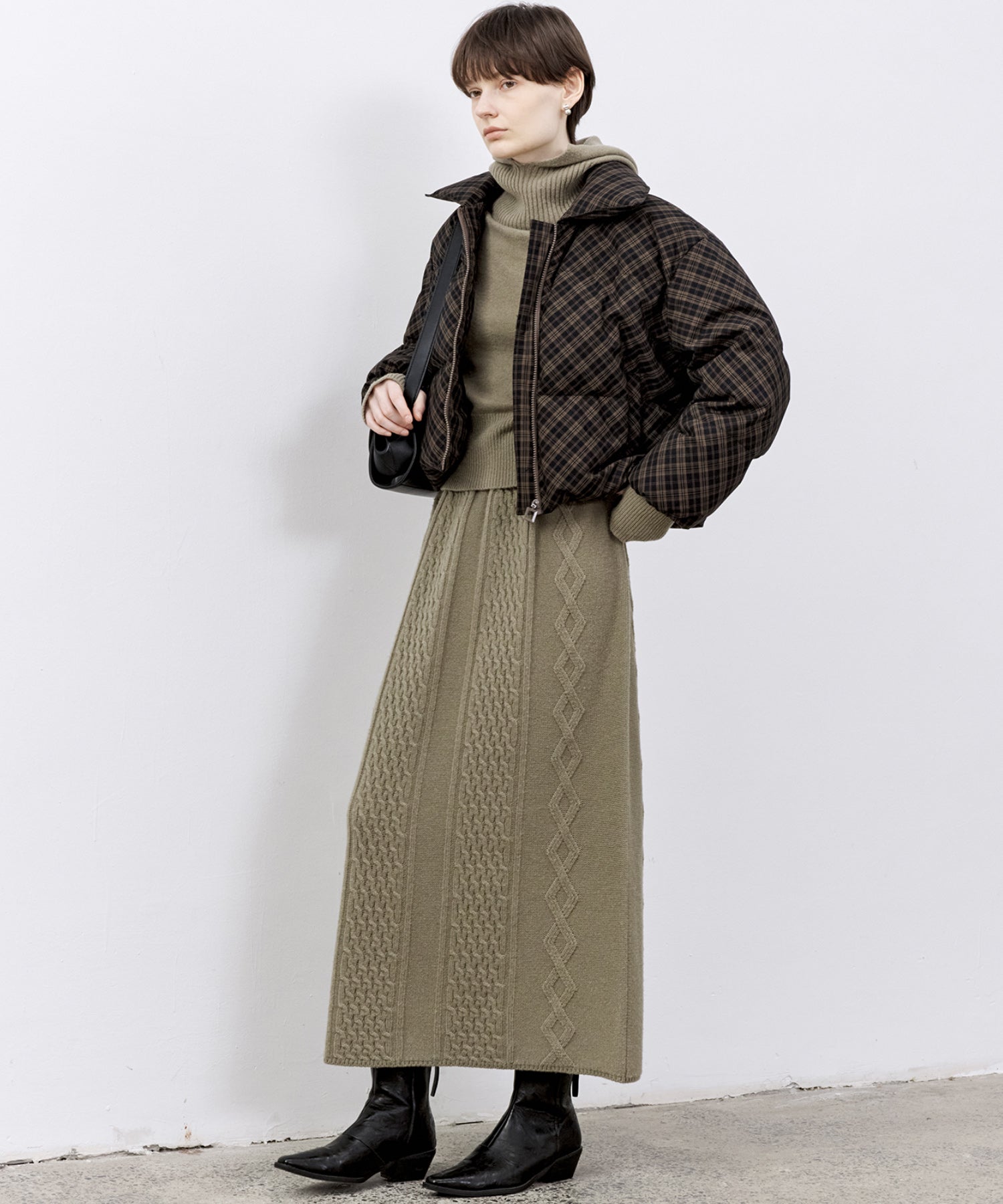 Cable Knit Wool Flare Skirt