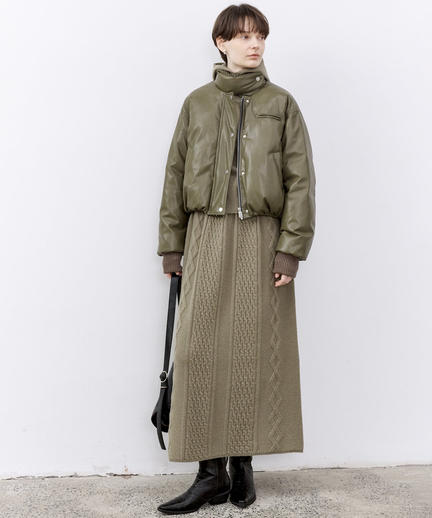 Cable Knit Wool Flare Skirt