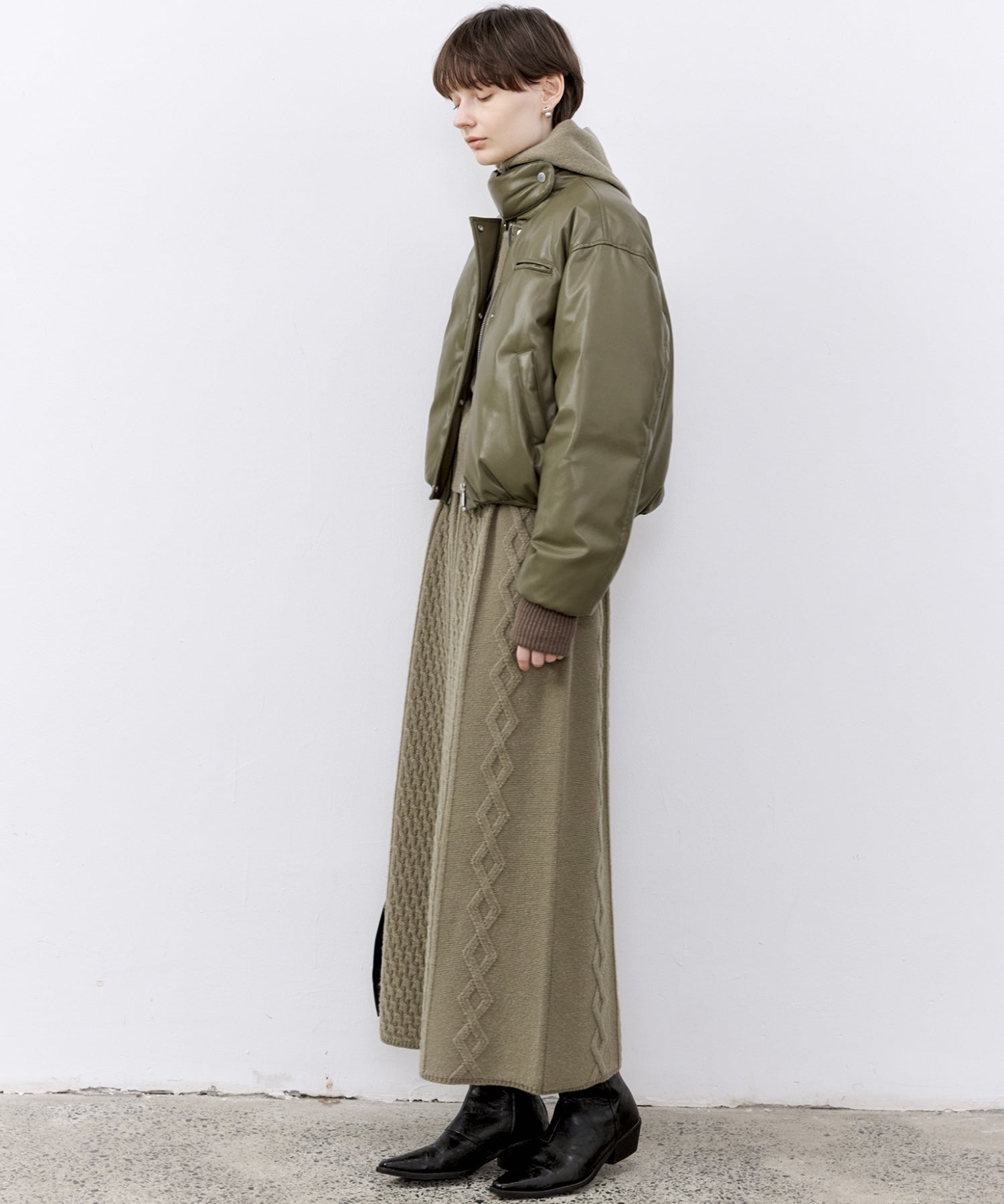 Cable Knit Wool Flare Skirt