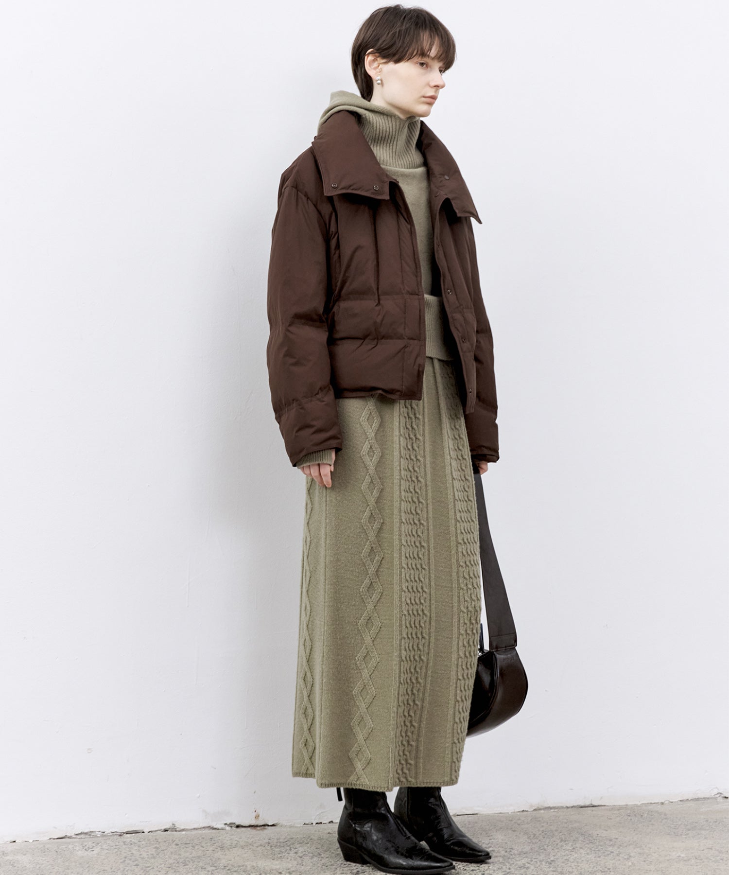 Cable Knit Wool Flare Skirt