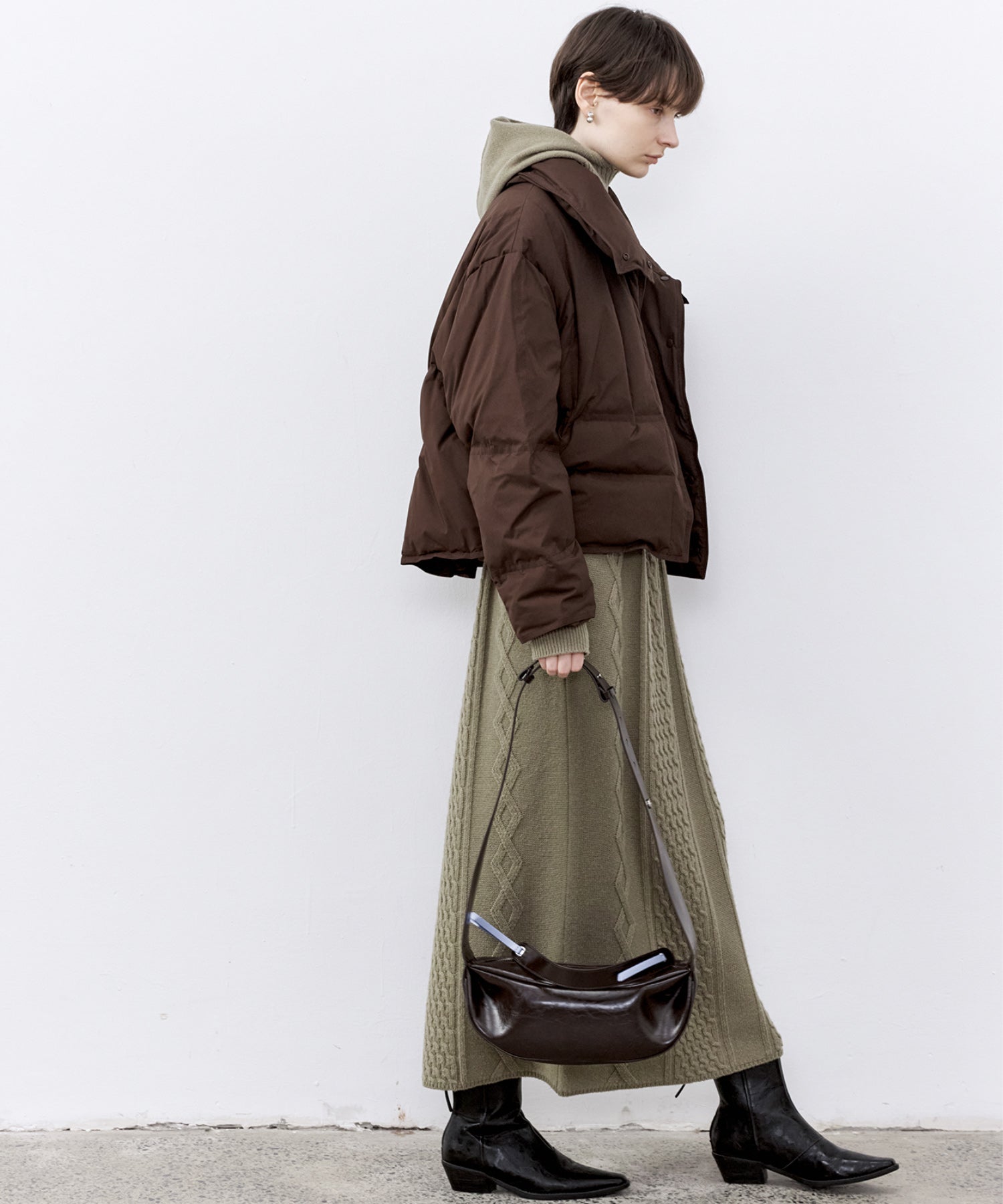 Cable Knit Wool Flare Skirt