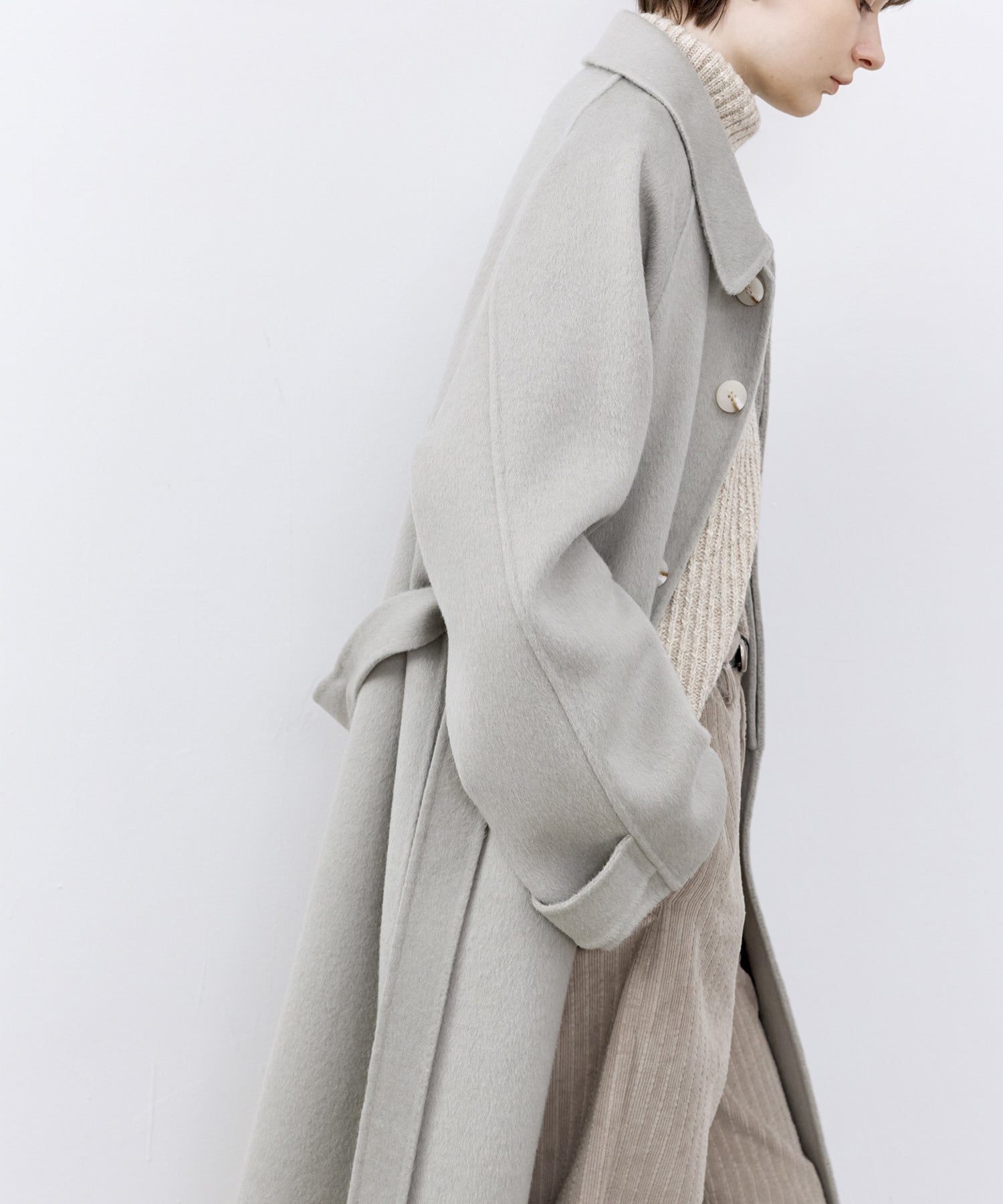 Raglan Sleeves Oversized Double-Faced Wool Coat