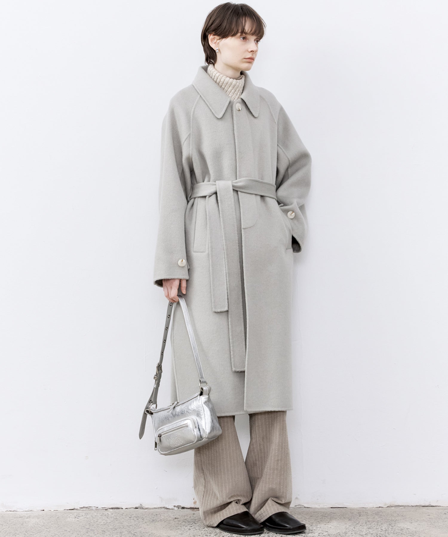 Raglan Sleeves Oversized Double-Faced Wool Coat