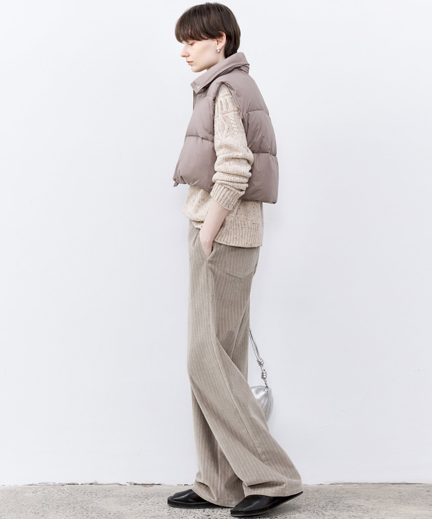 Cropped Puffer Vest with Moldable Neckline