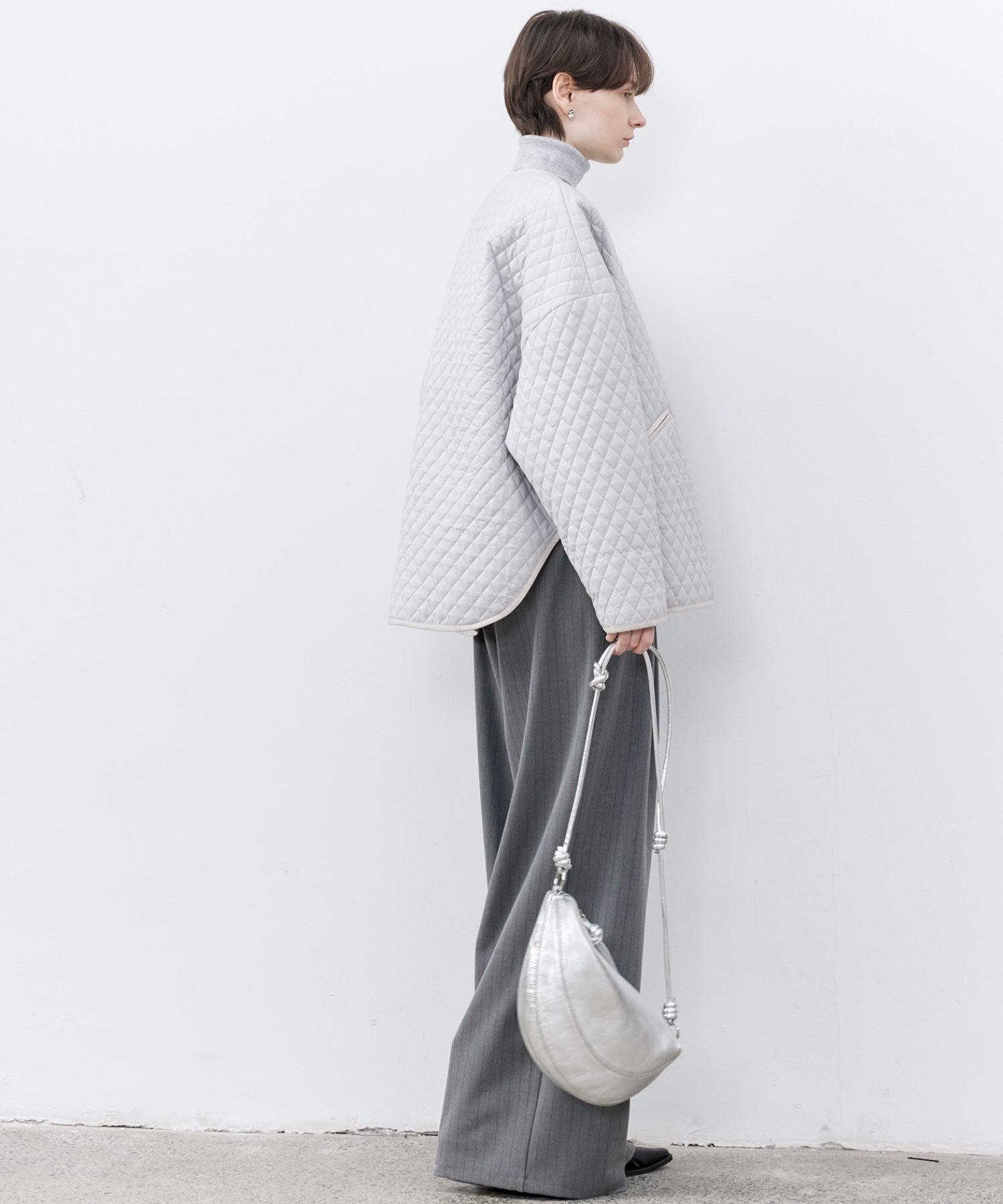 Diamond Quilted Round Neck Padded Jacket